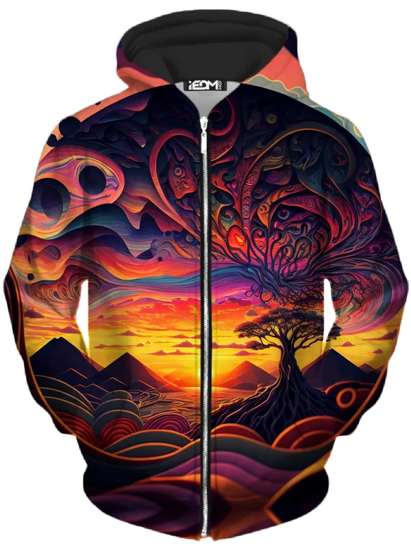 Acid Sunset Unisex Zip-Up Hoodie made by iEDM