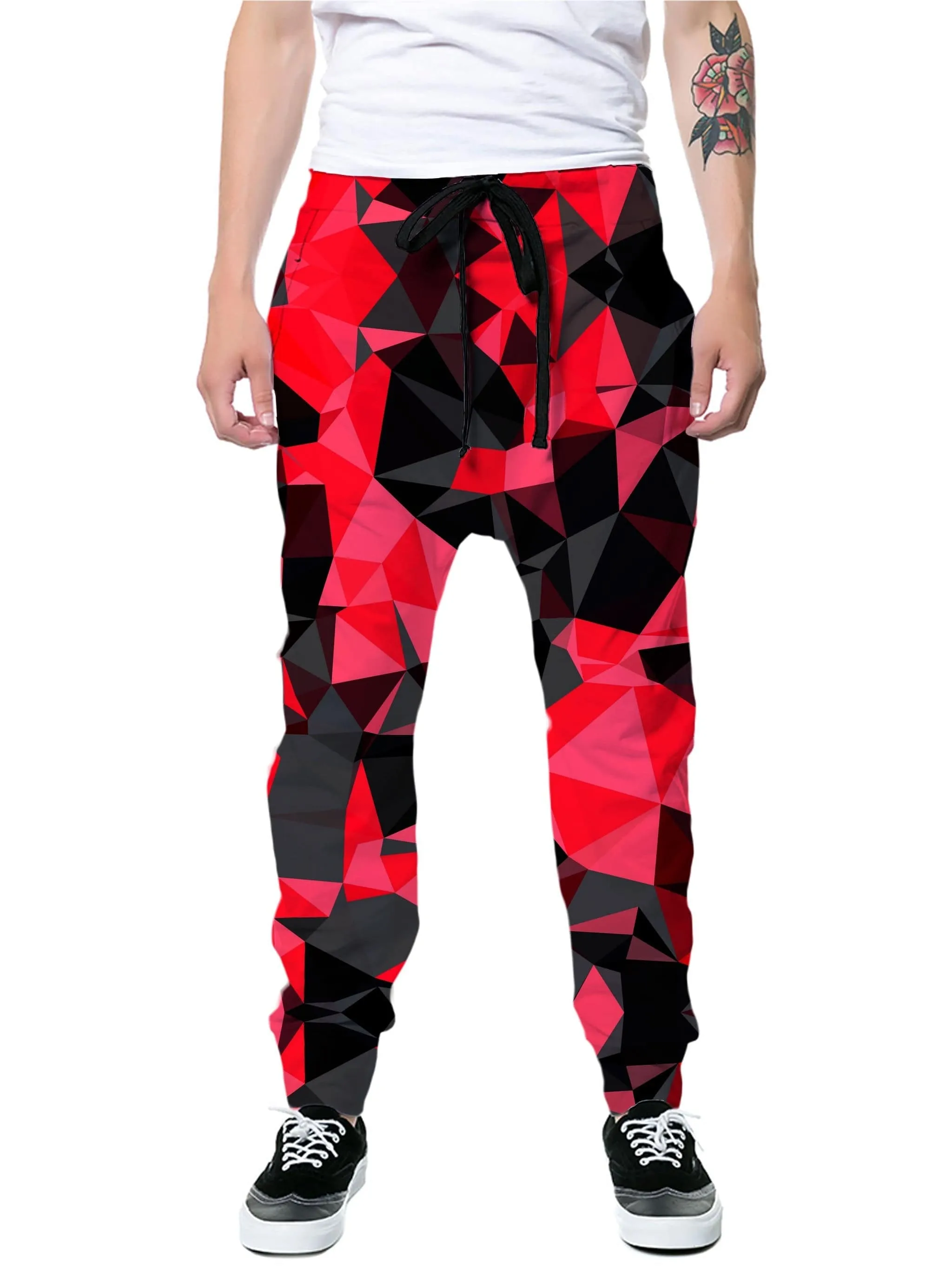 Red and Black Geo Joggers sold by iEDM