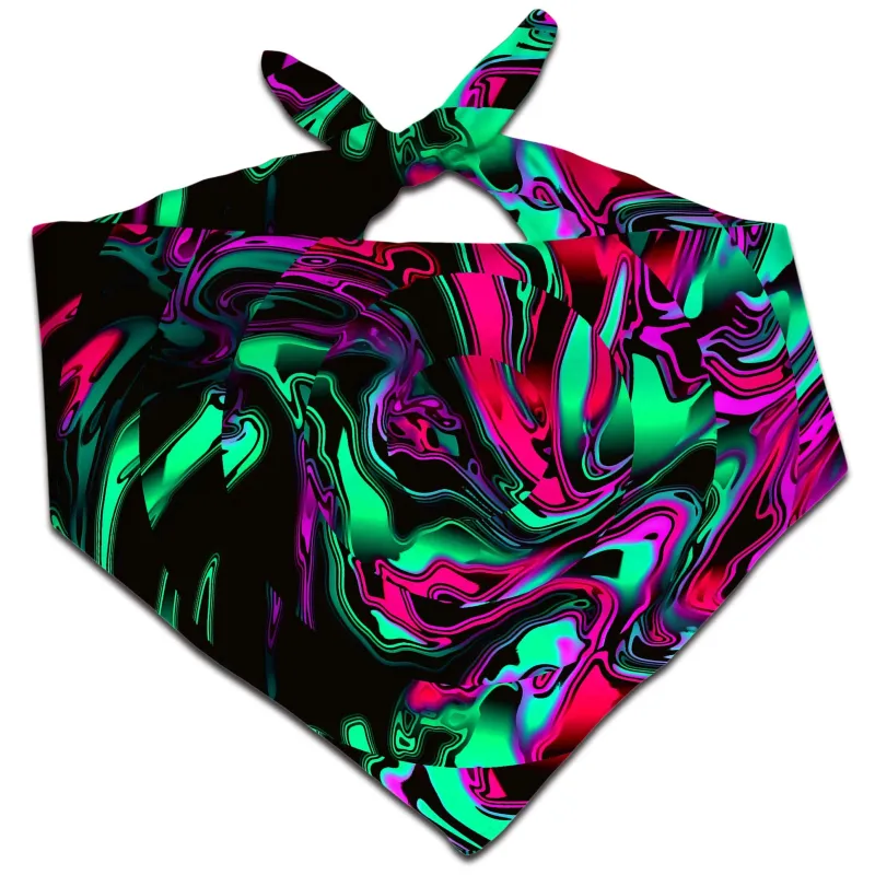 Pink and Green Chromatic Warp Bandana sold by iEDM