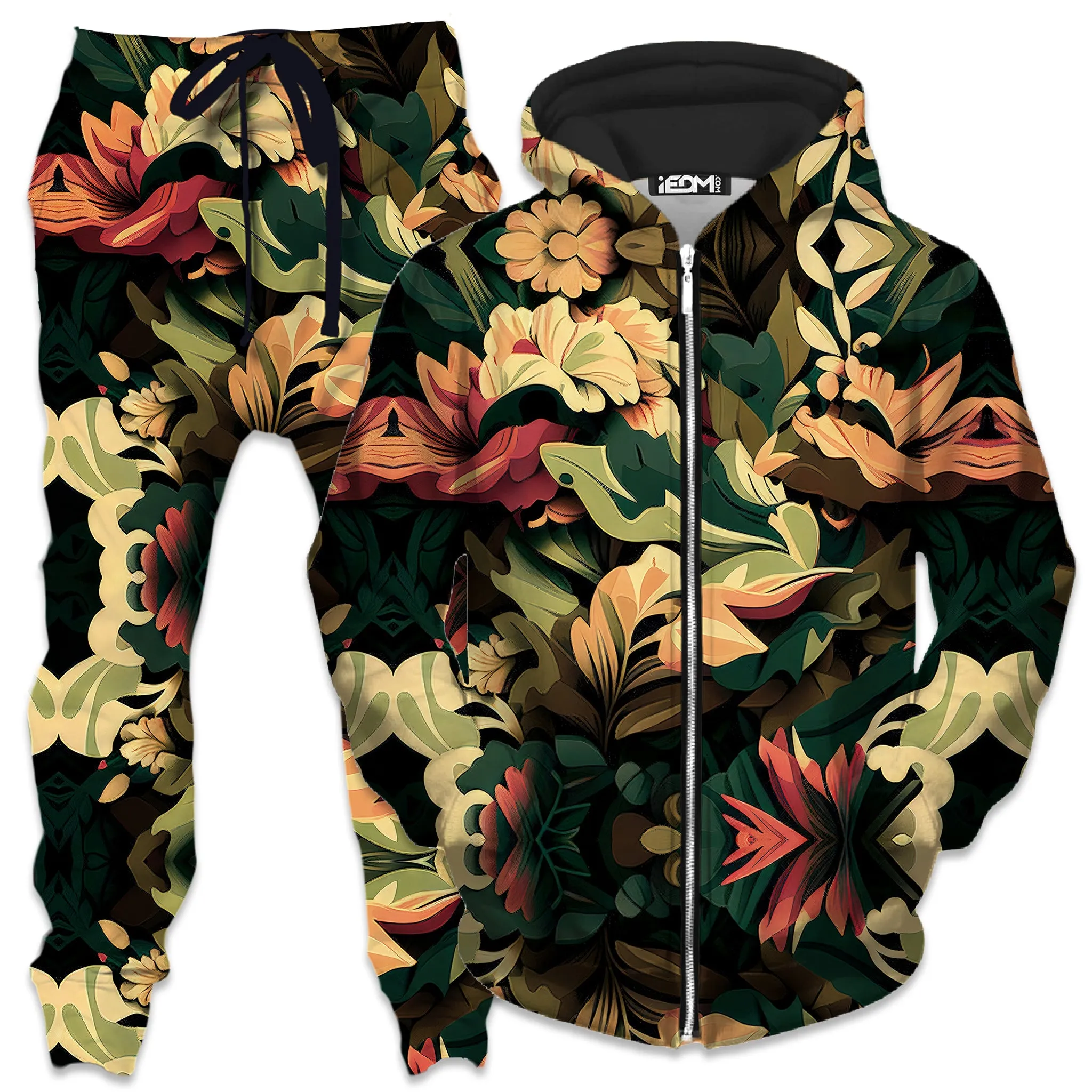 Floral Camo Zip-Up Hoodie and Joggers Combo sold by iEDM
