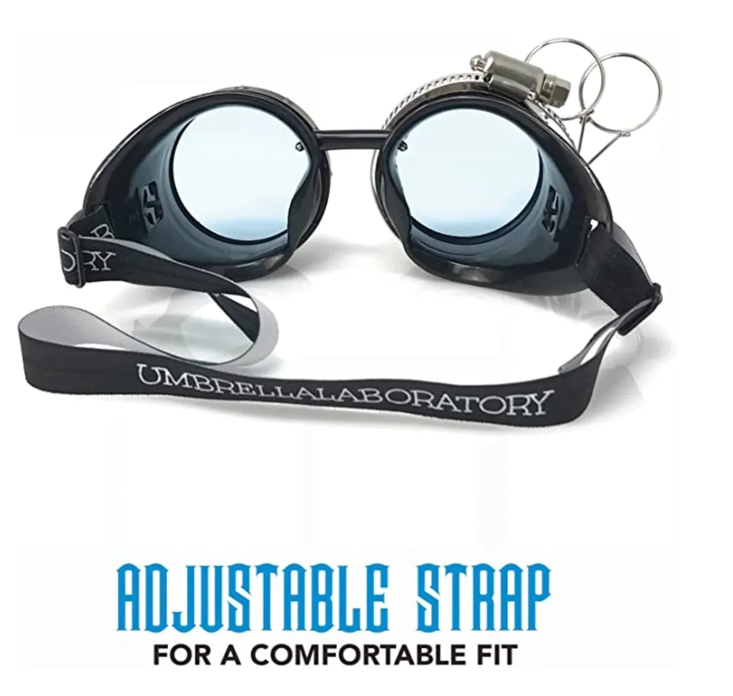 Steampunk Goggles With Magnifying Loupes UV Glow Neon Blue Prism Diffraction Lenses sold by iEDM product image thumbnail 3