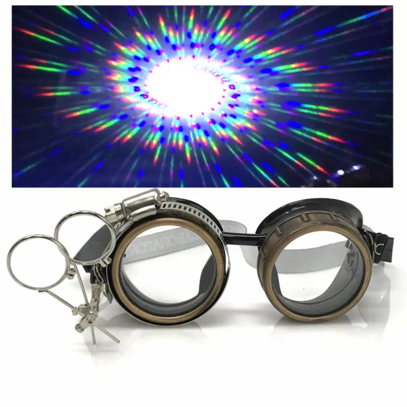 Steampunk Goggles With Magnifying Loupes Crystal Clear Spiral Diffraction Lenses sold by iEDM