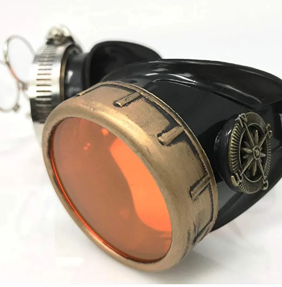 Steampunk Goggles With Magnifying Loupes UV Glow Neon Orange Prism Diffraction Lenses sold by iEDM product image thumbnail 5