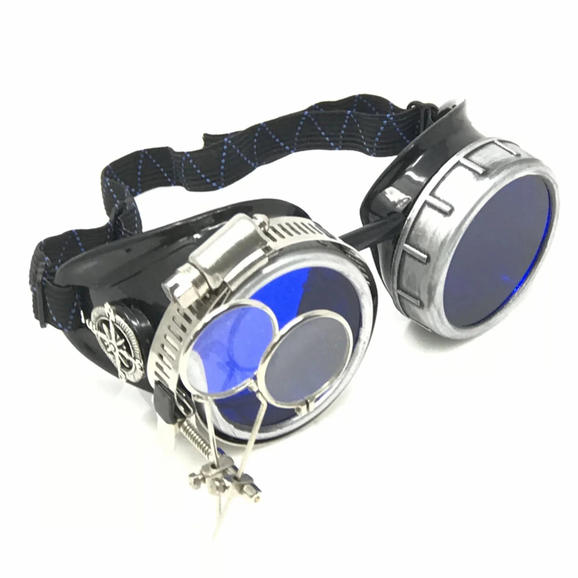 Diesel Goth Punk Metallic Goggles With Magnifying Eye Loupes Blue Lenses sold by iEDM