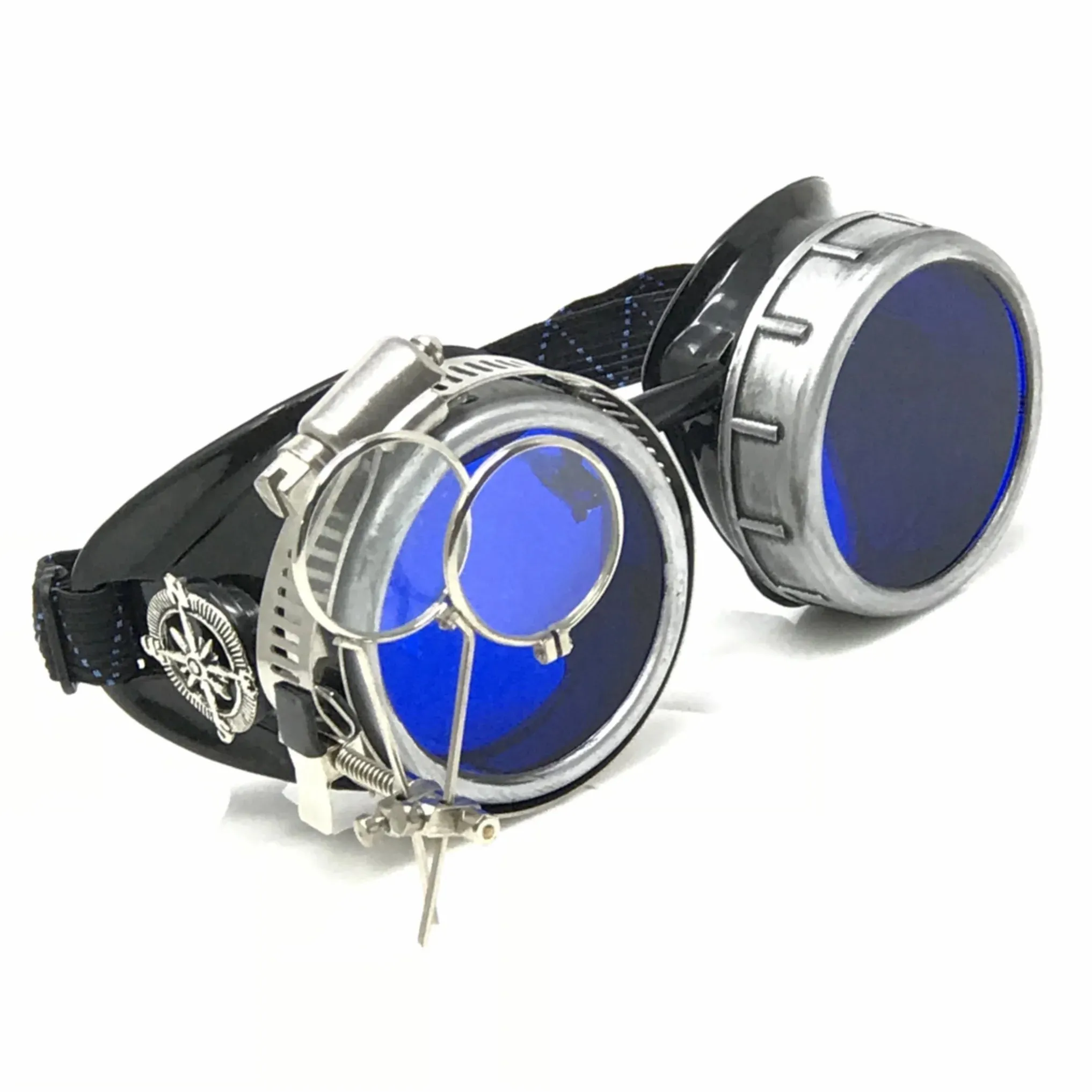 Diesel Goth Punk Metallic Goggles With Magnifying Eye Loupes Blue Lenses sold by iEDM product image thumbnail 3