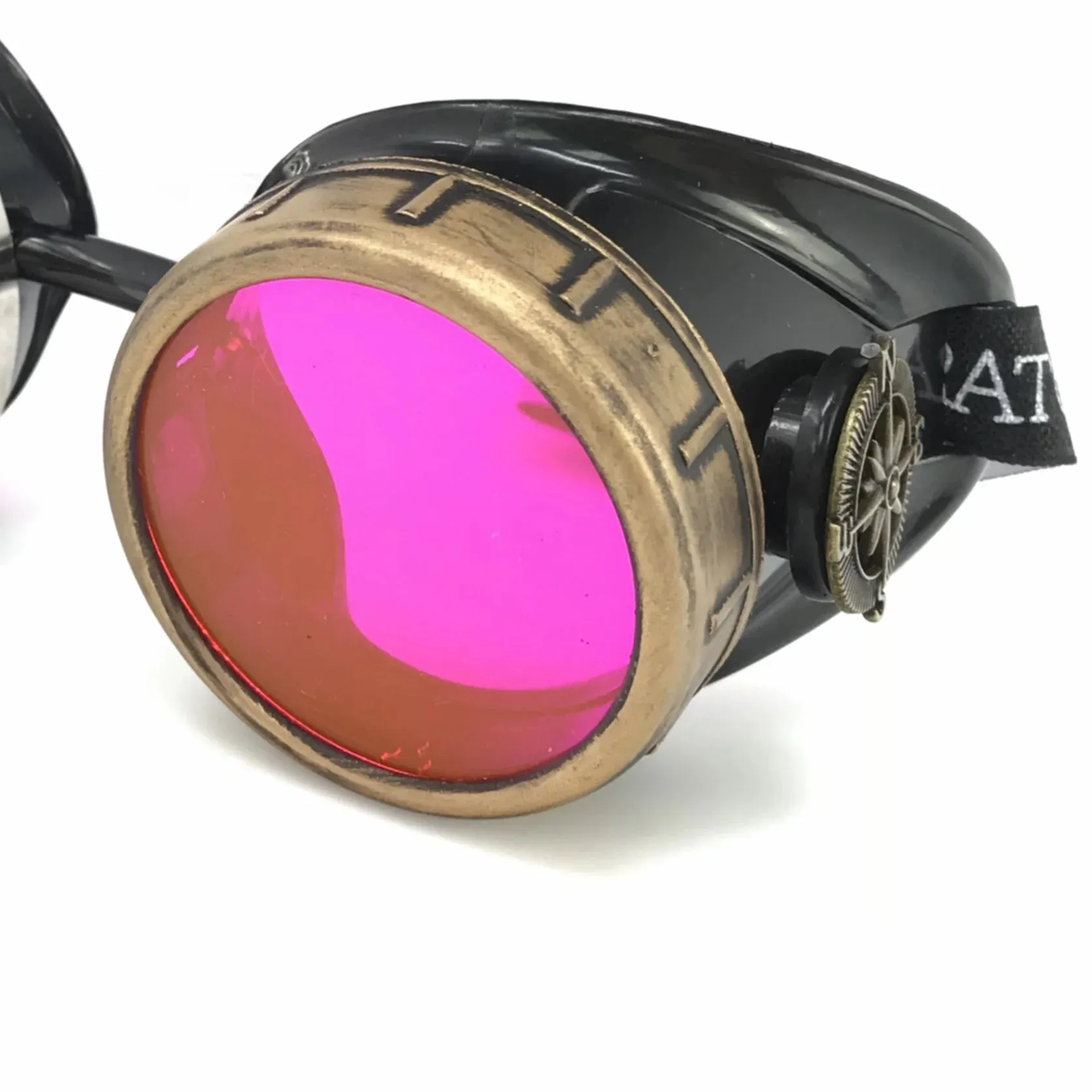 Steampunk Goggles With Magnifying Loupes UV Glow Neon Pink Lenses sold by iEDM product image thumbnail 4