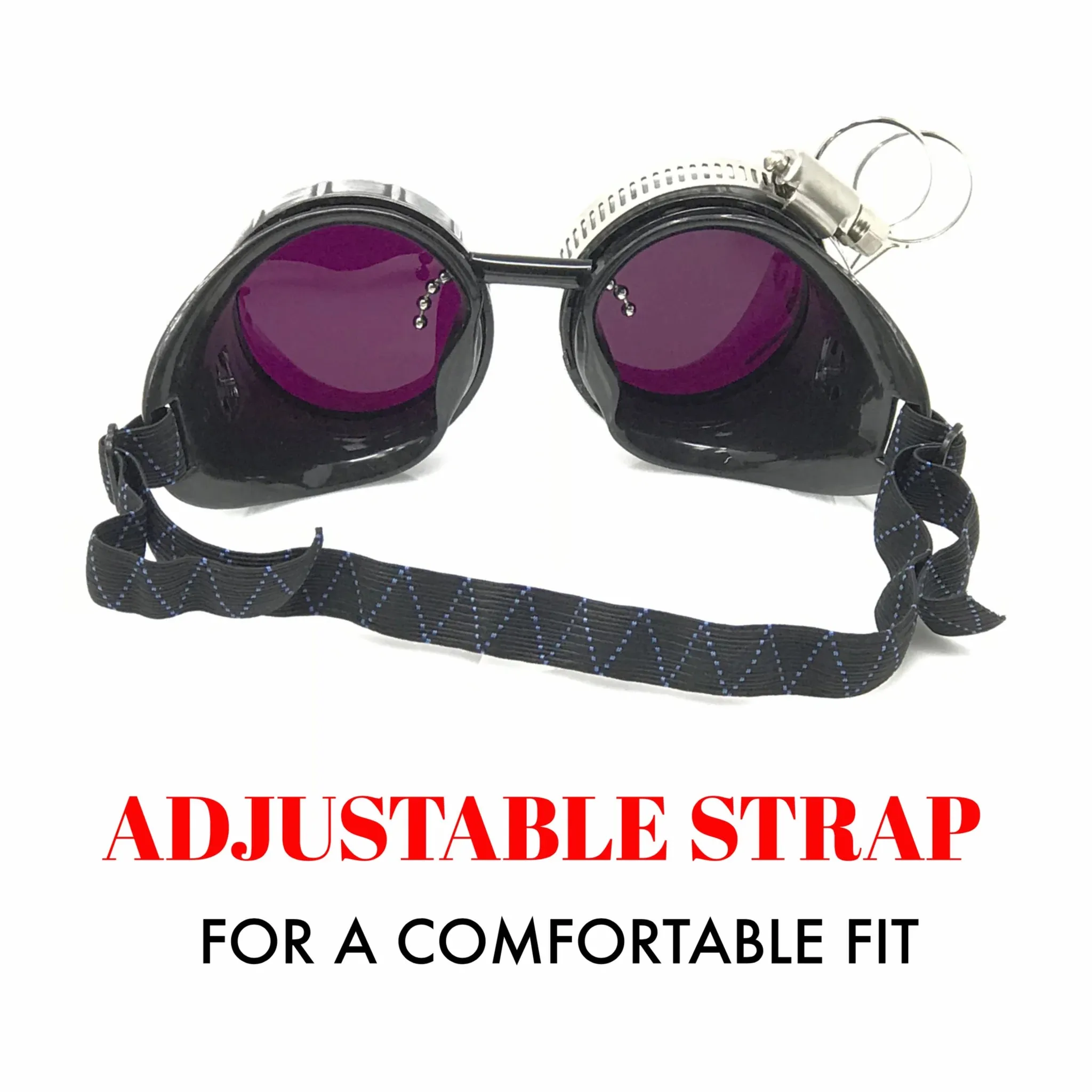 Diesel Goth Punk Biker Goggles With Magnifying Eye Loupes Purple Lenses sold by iEDM product image thumbnail 3