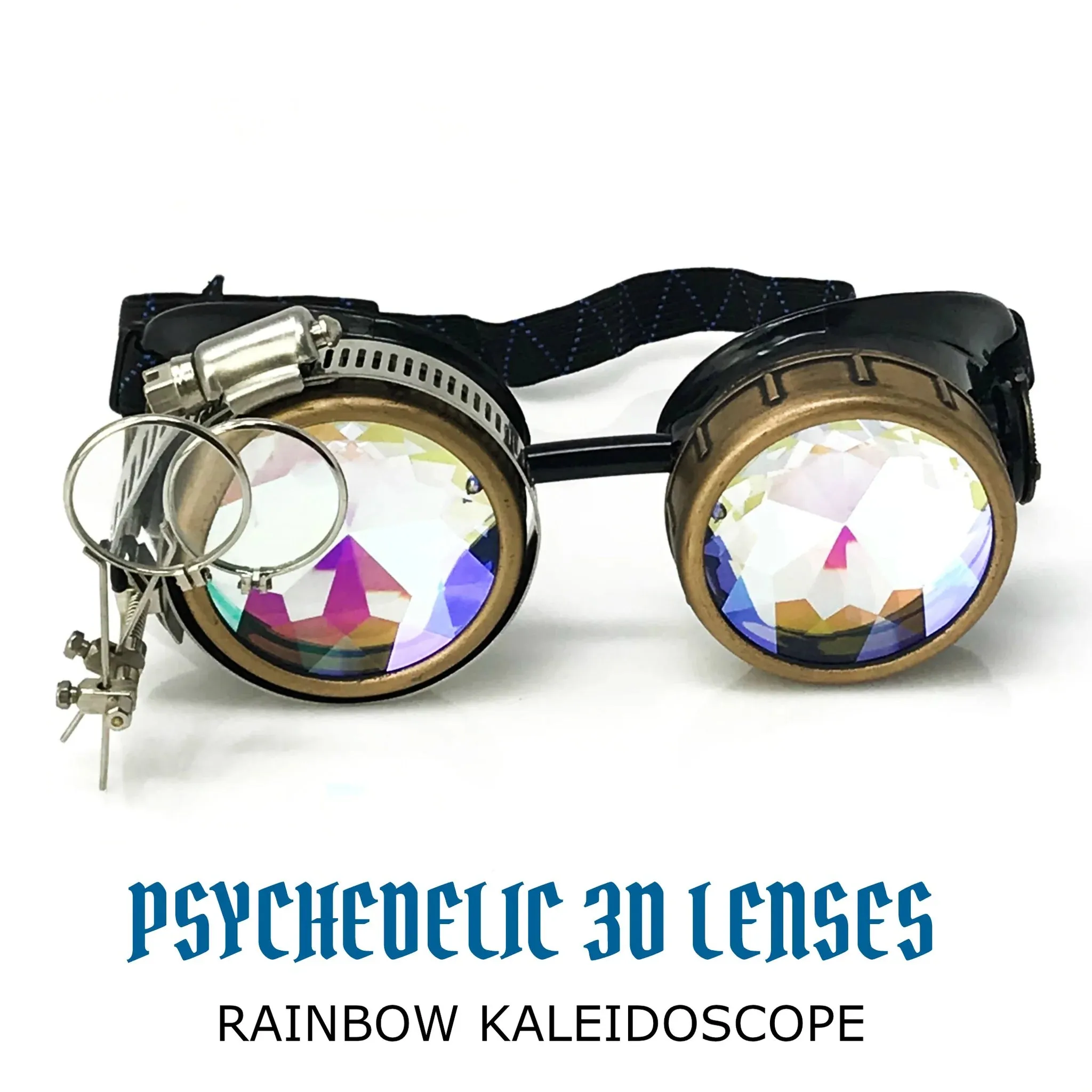 Steampunk Goggles With Magnifying Loupes Kaleidoscope Lenses sold by iEDM product image thumbnail 2