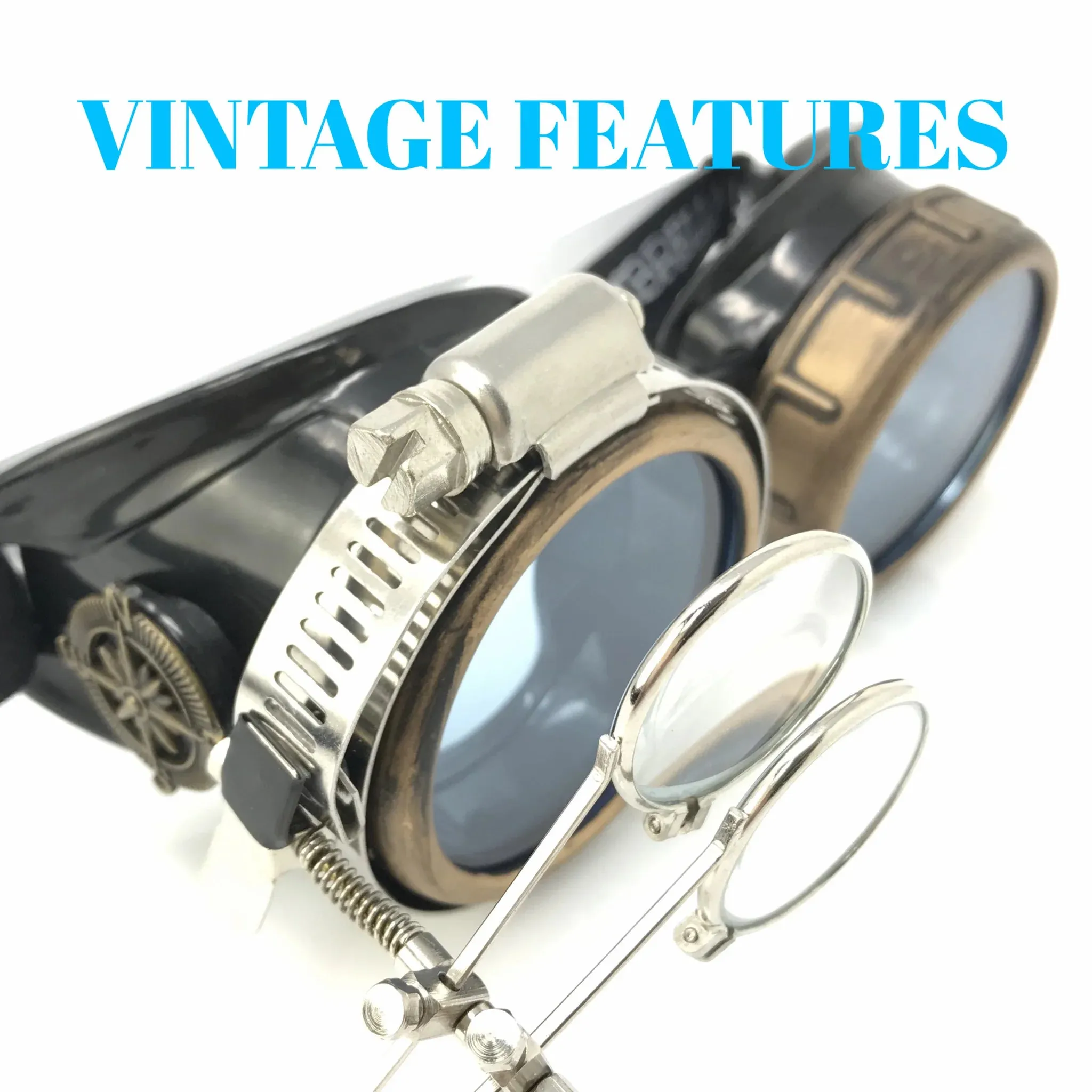 Steampunk Goggles With Magnifying Loupes Light Blue Lenses sold by iEDM product image thumbnail 5