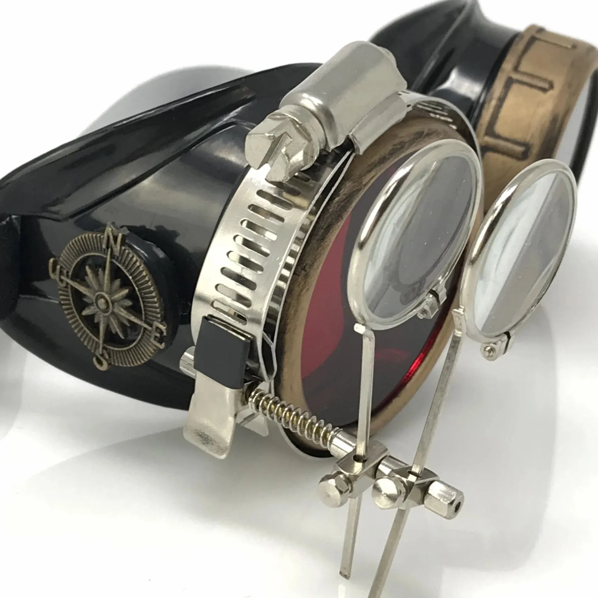Steampunk Goggles With Magnifying Loupes Red Lenses sold by iEDM product image thumbnail 5