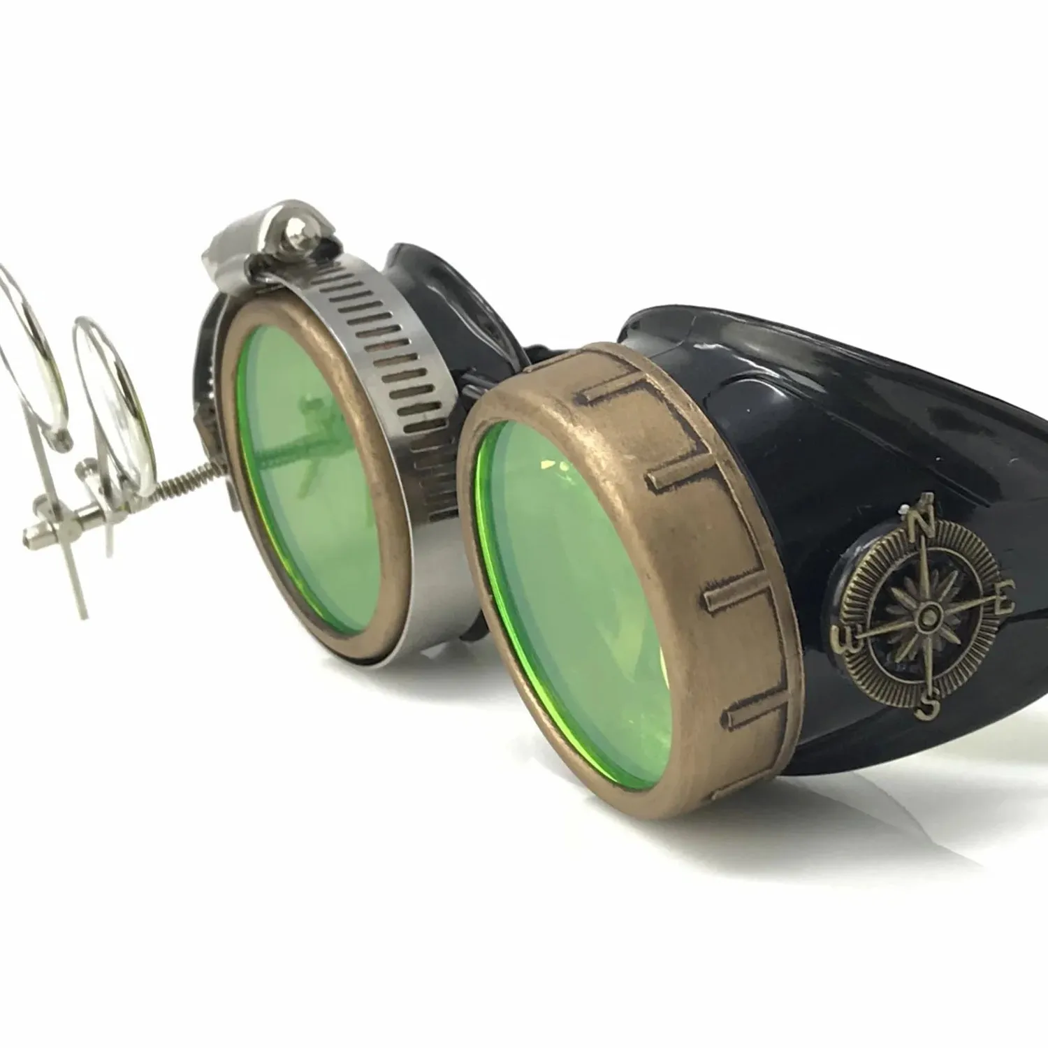 Steampunk Goggles With Magnifying Loupes UV Glow Neon Green Lenses sold by iEDM product image thumbnail 4