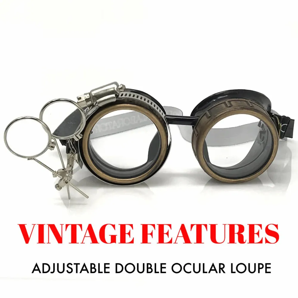 Steampunk Goggles With Magnifying Loupes Clear Lenses sold by iEDM product image thumbnail 3