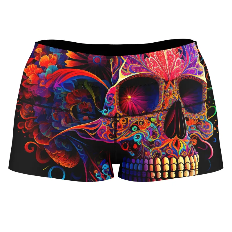 DOTD Skull High-Waisted Women's Shorts sold by iEDM