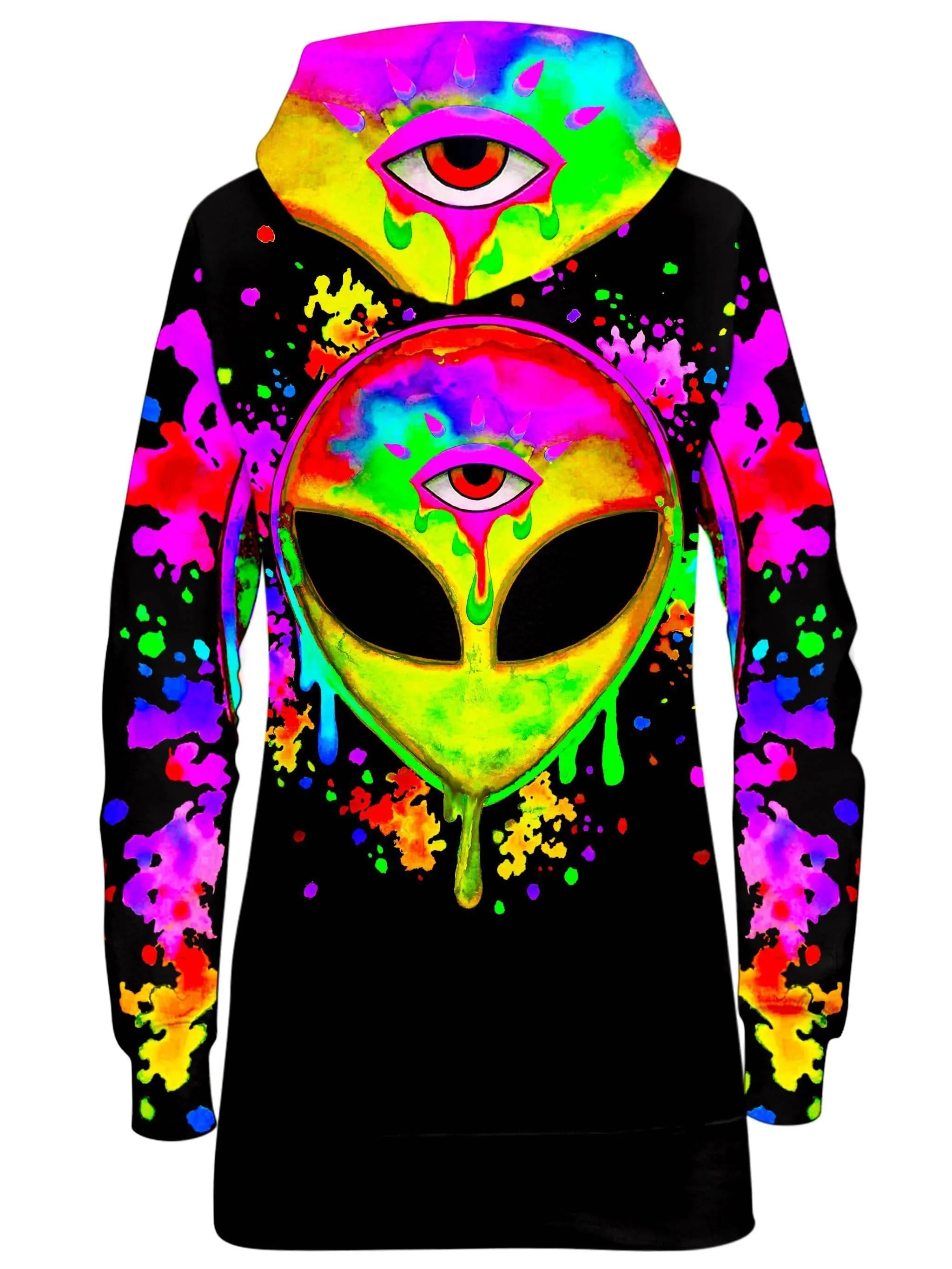 Splatter Alien Yellow Hoodie Dress sold by iEDM product image thumbnail 2