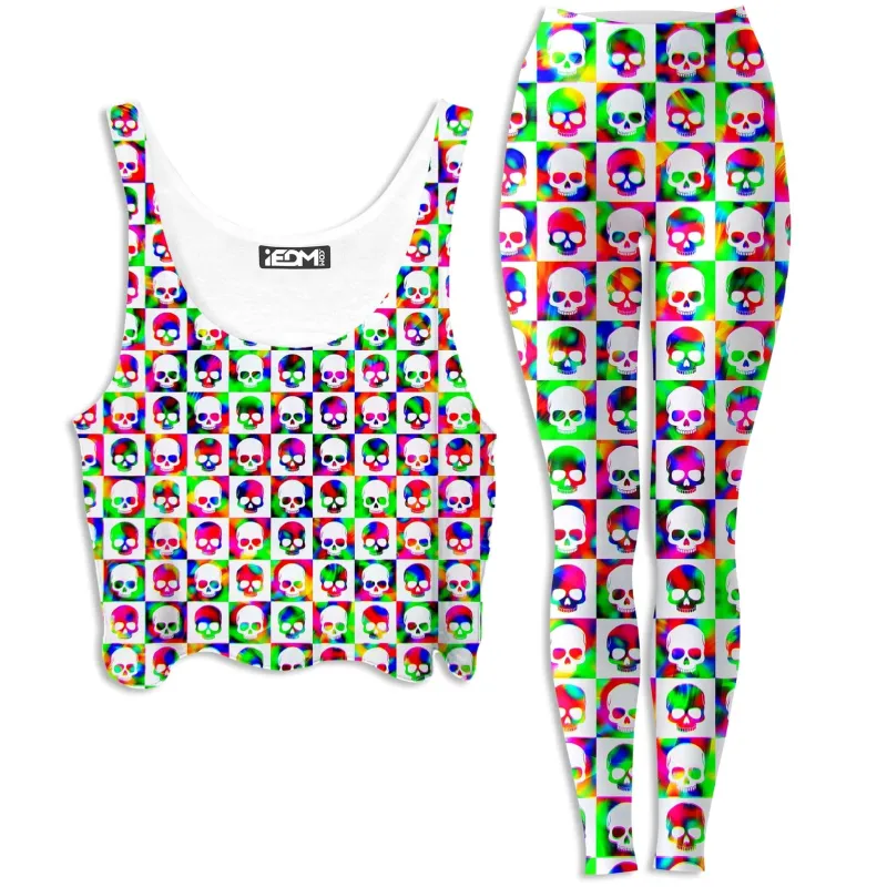 Skull Fam Green Crop Top and Leggings Combo sold by iEDM