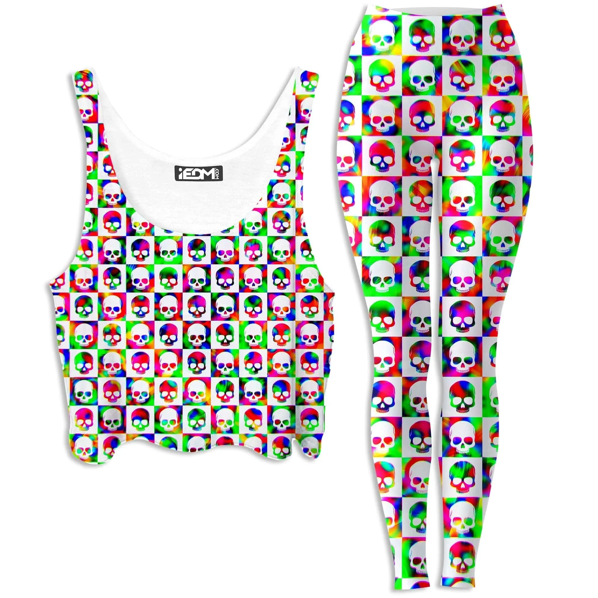 Skull Fam Green Crop Top and Leggings Combo sold by iEDM