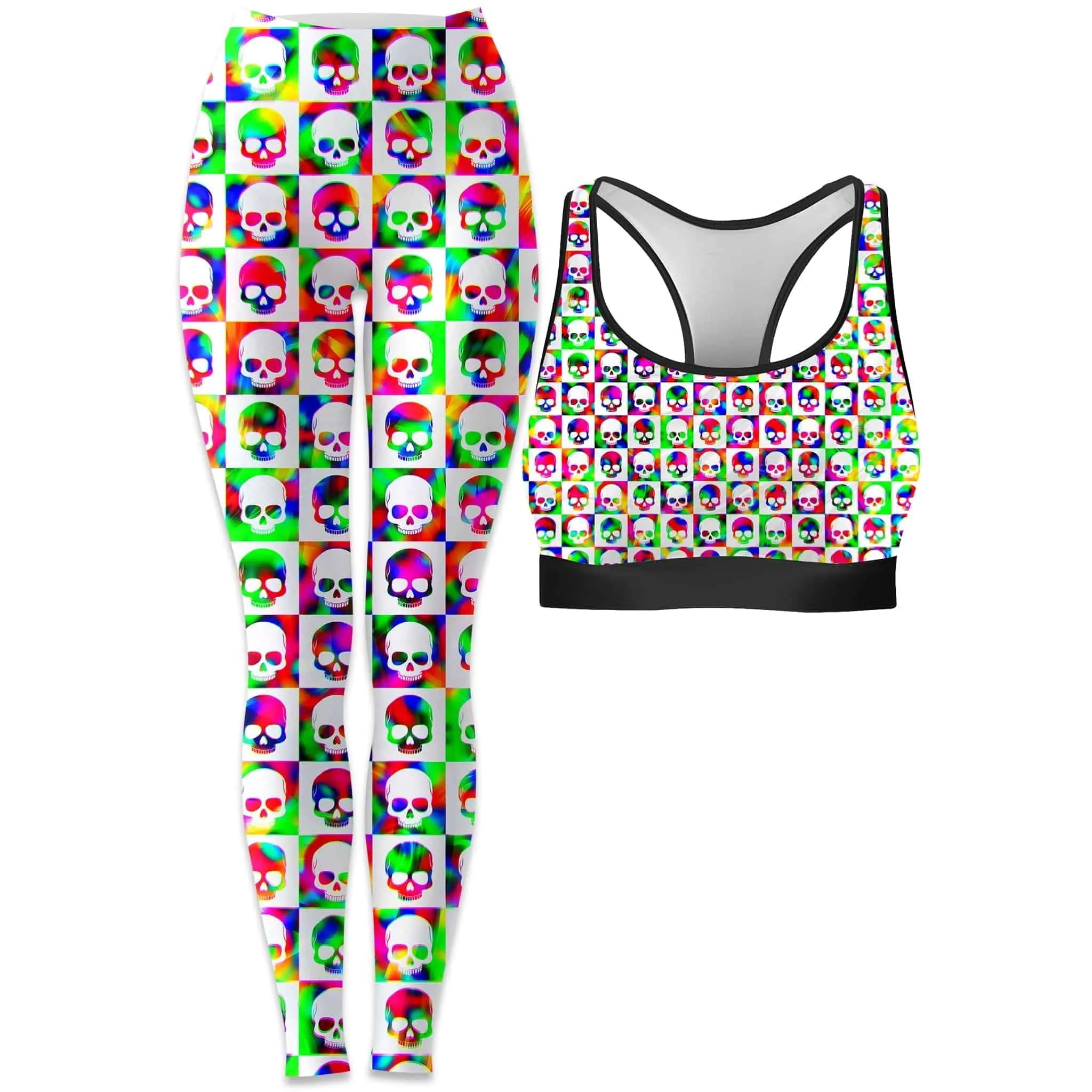Skull Fam Green Rave Bra and Leggings Combo sold by iEDM