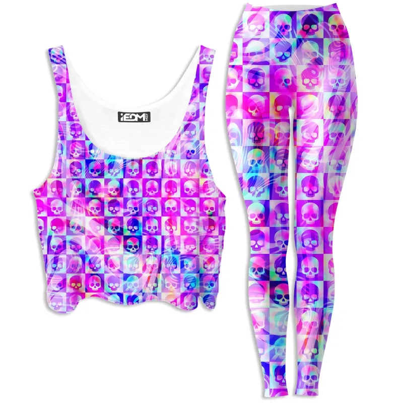 Skull Fam Pink Crop Top and Leggings Combo sold by iEDM