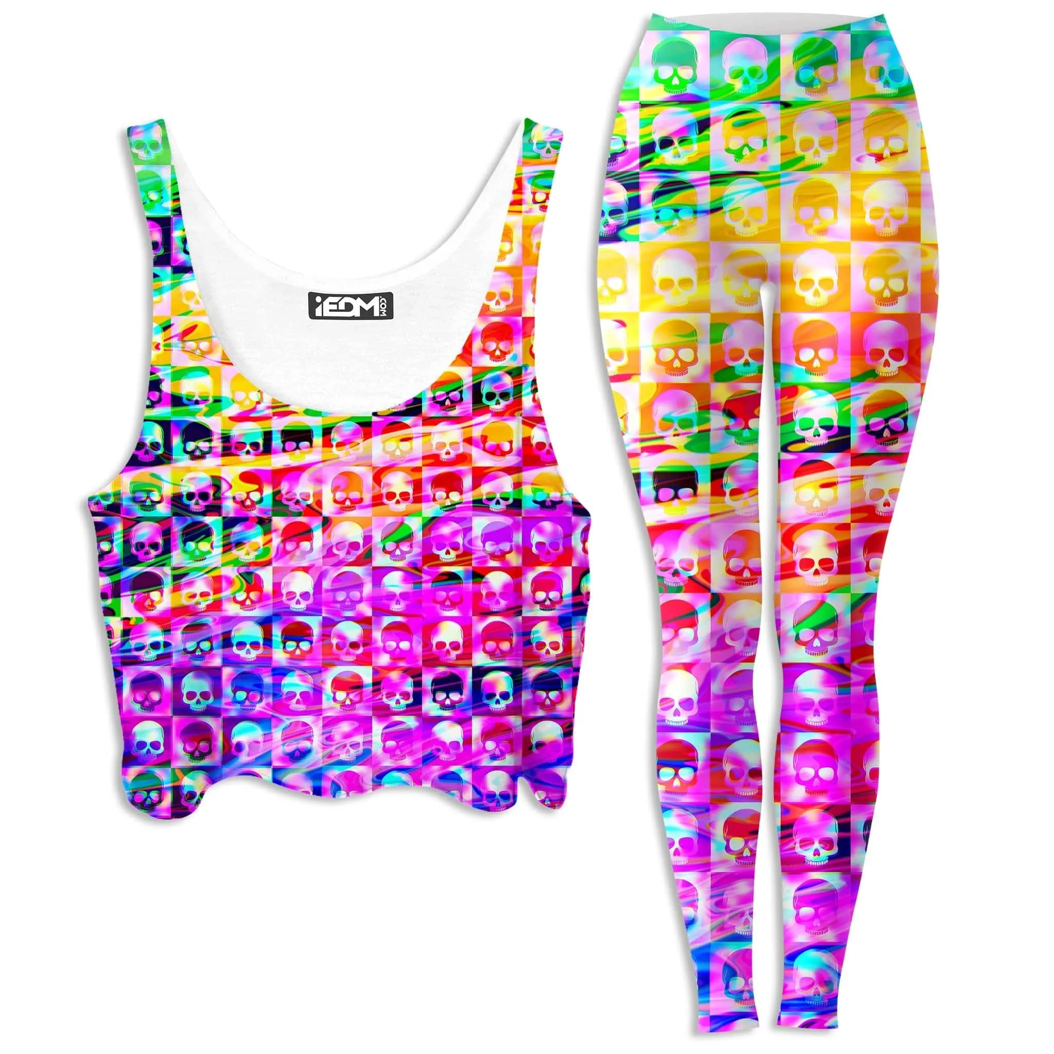 Skull Fam Purple Crop Top and Leggings Combo sold by iEDM