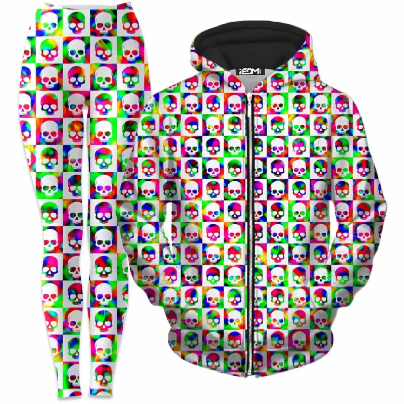Skull Fam Green Zip-Up Hoodie and Leggings Combo sold by iEDM