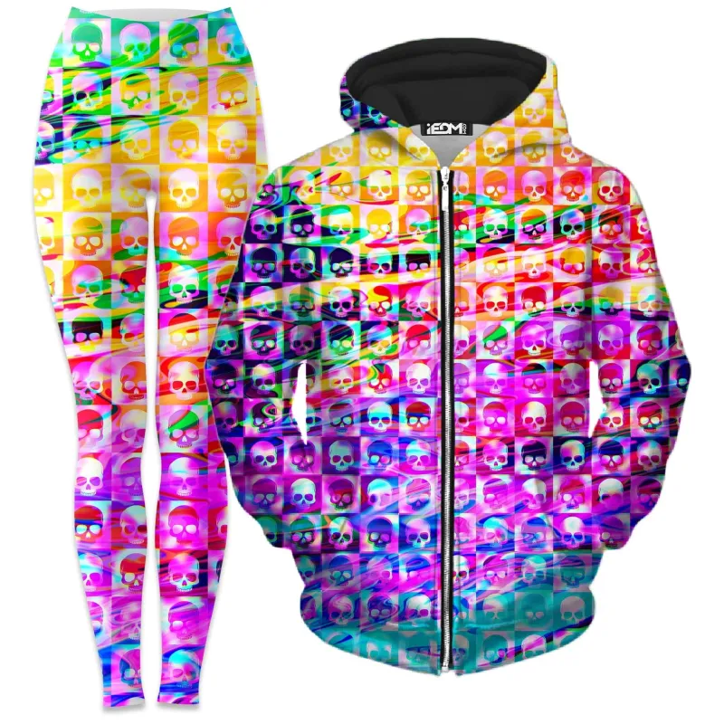 Skull Fam Purple Zip-Up Hoodie and Leggings Combo sold by iEDM