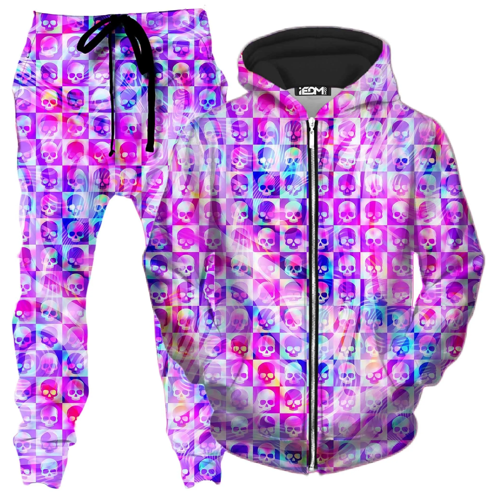 Skull Fam Pink Zip-Up Hoodie and Joggers Combo sold by iEDM