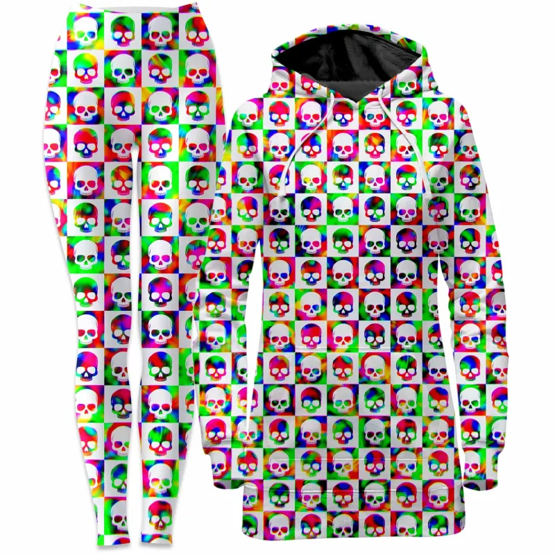Skull Fam Green Hoodie Dress and Leggings Combo sold by iEDM