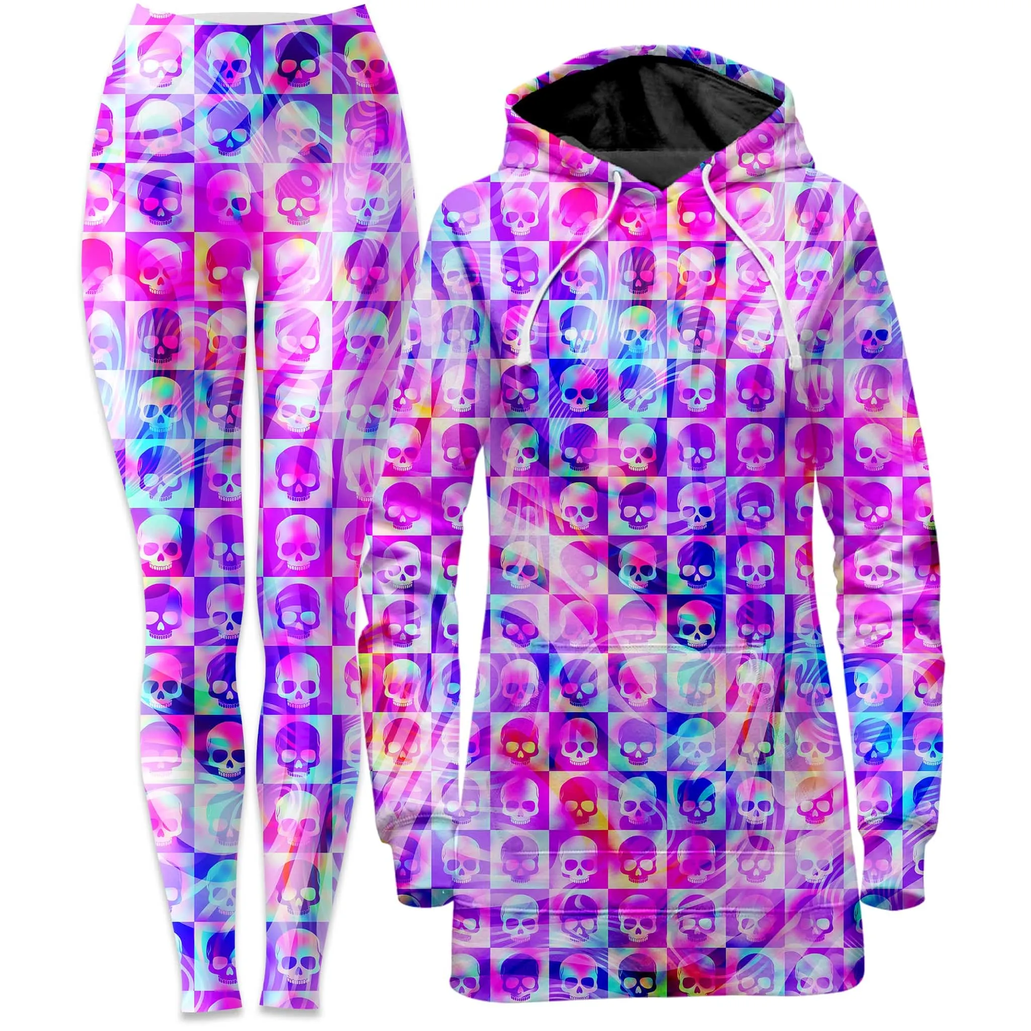 Skull Fam Pink Hoodie Dress and Leggings Combo sold by iEDM