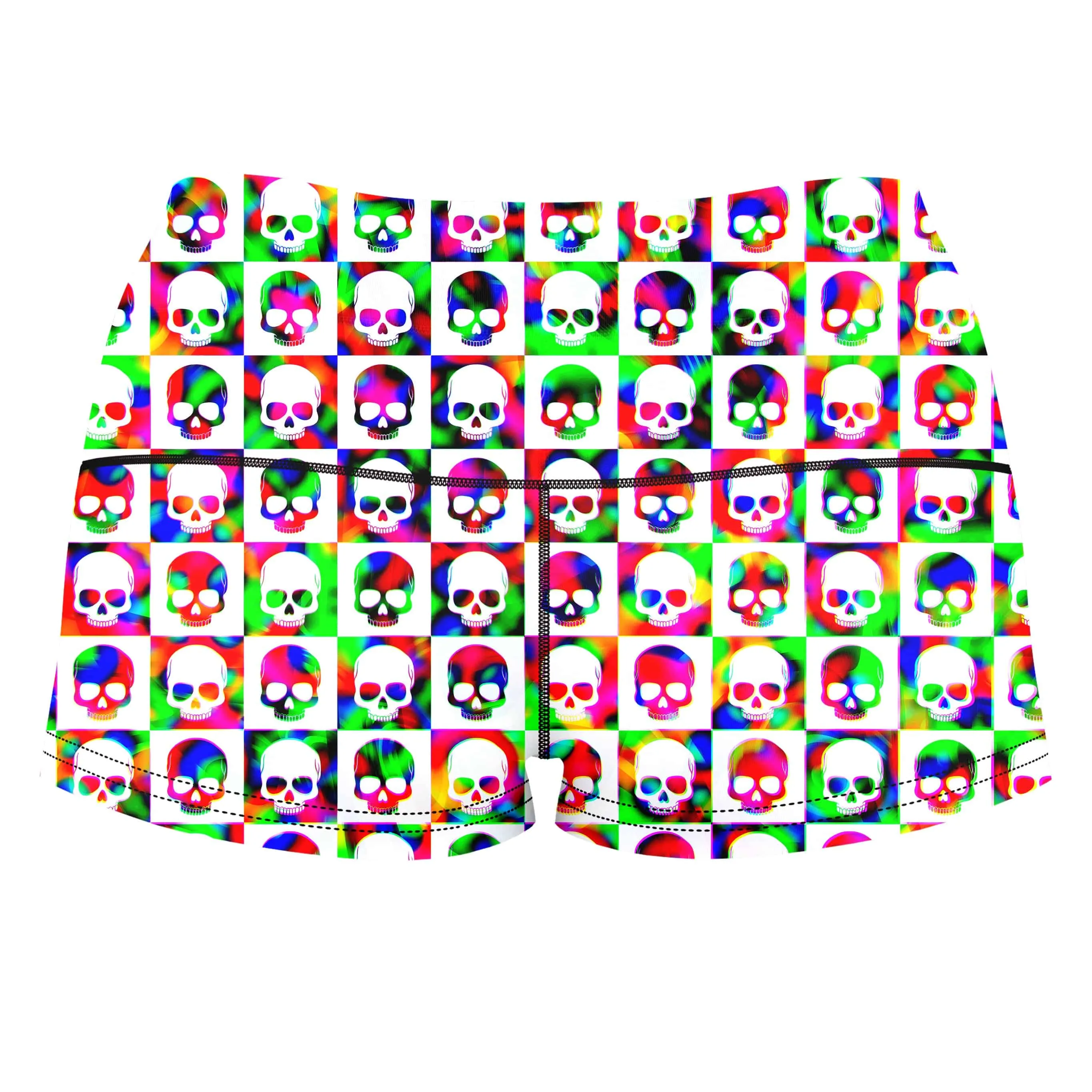 Skull Fam Green High-Waisted Women's Shorts sold by iEDM product image thumbnail 2