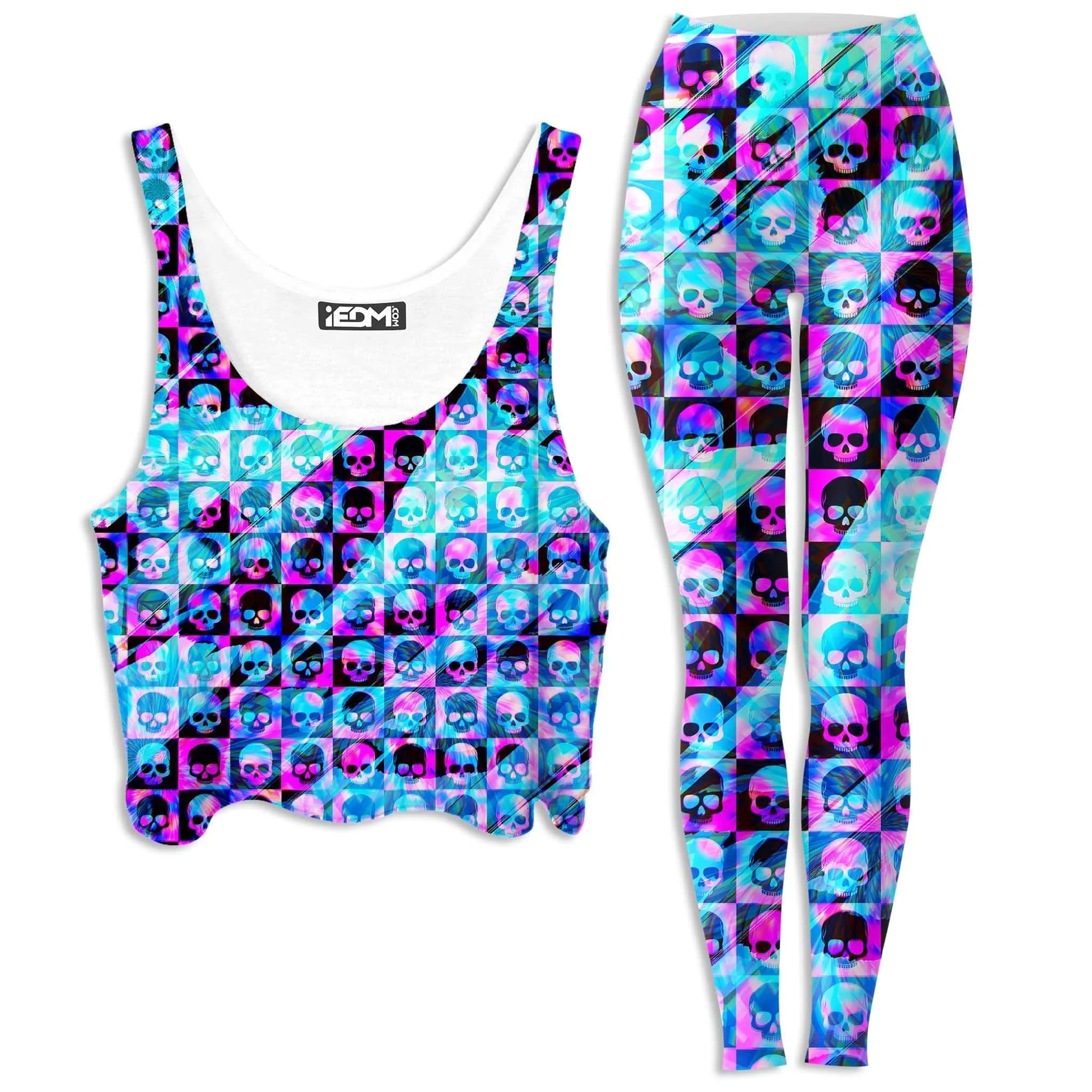 Skull Fam Blue Crop Top and Leggings Combo sold by iEDM