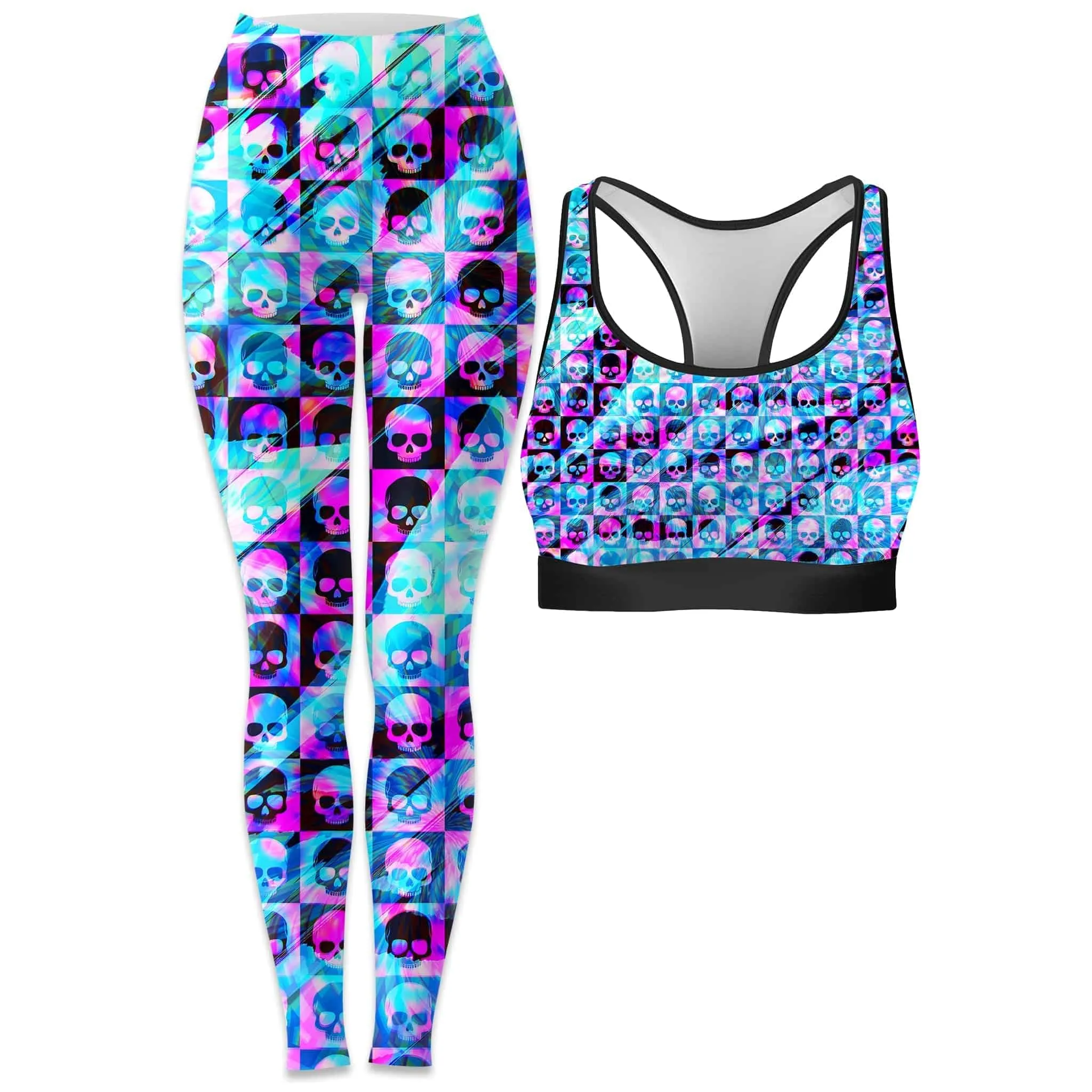 Skull Fam Blue Rave Bra and Leggings Combo sold by iEDM