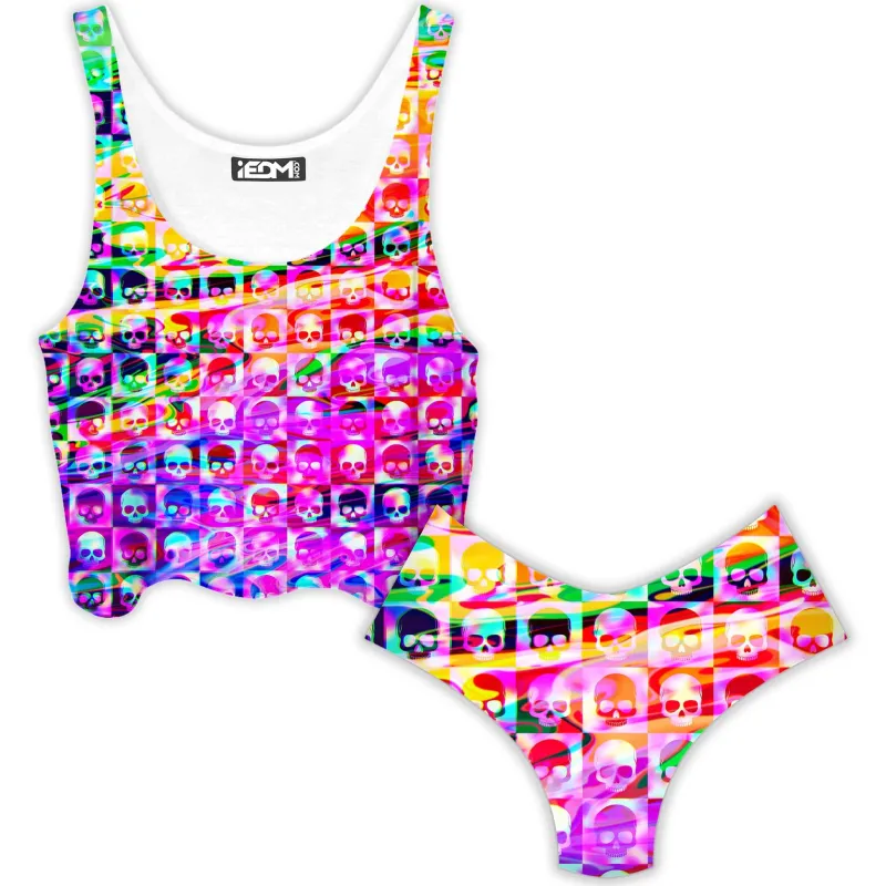 Skull Fam Purple Crop Top and Booty Shorts Combo sold by iEDM