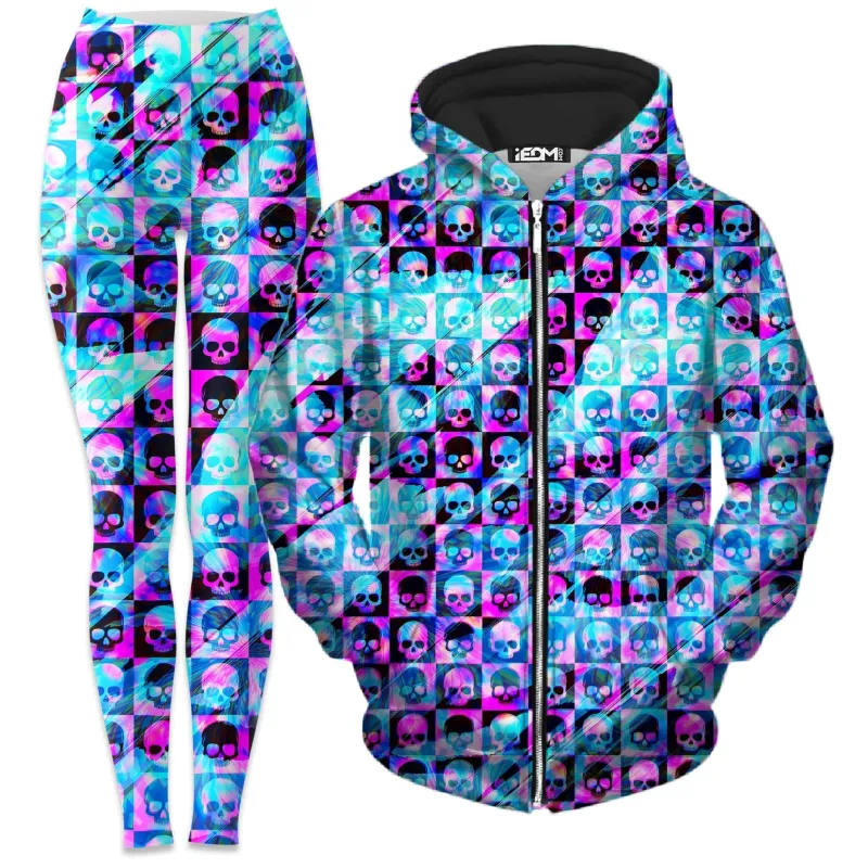 Skull Fam Blue Zip-Up Hoodie and Leggings Combo sold by iEDM