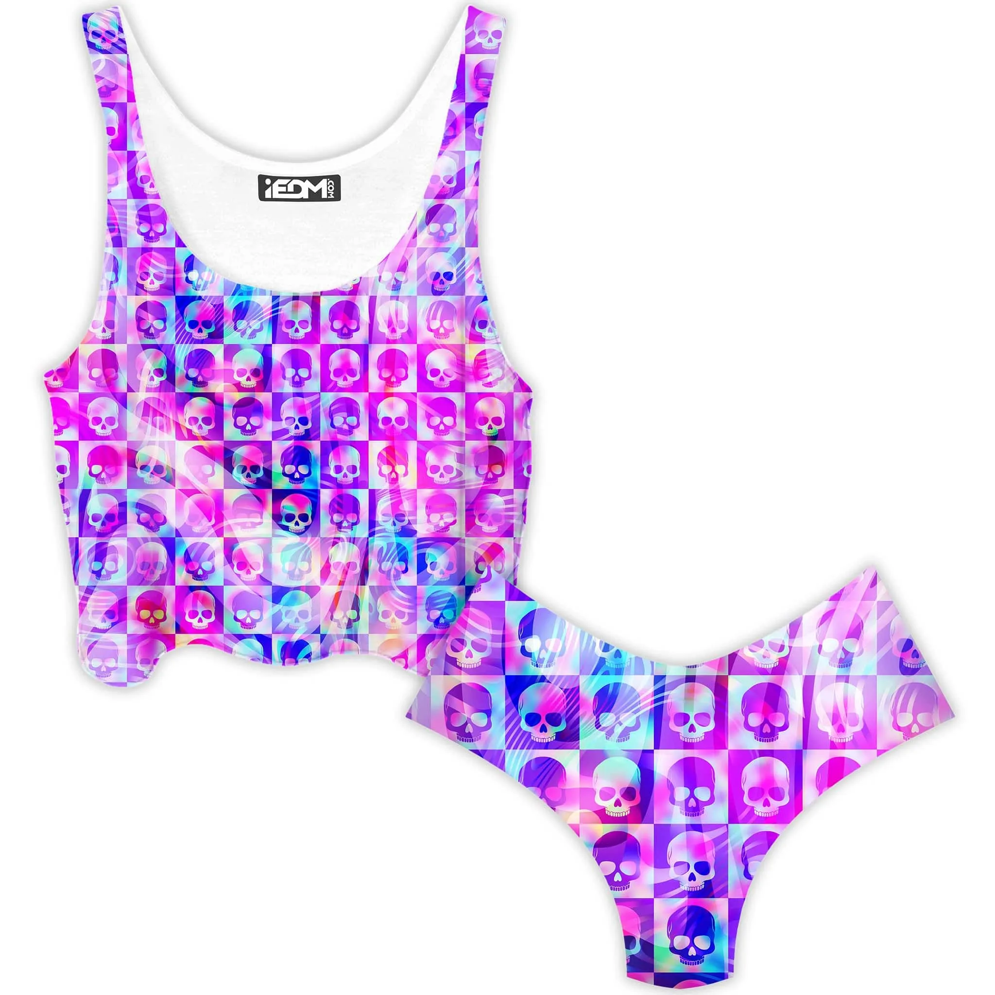 Skull Fam Pink Crop Top and Booty Shorts Combo sold by iEDM