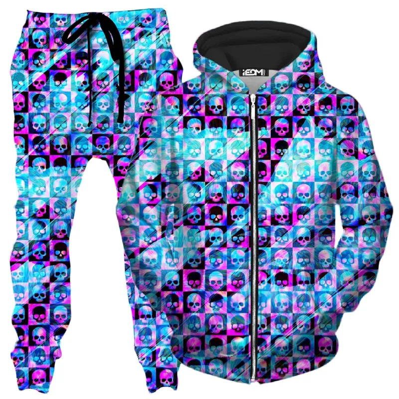 Skull Fam Blue Zip-Up Hoodie and Joggers Combo sold by iEDM