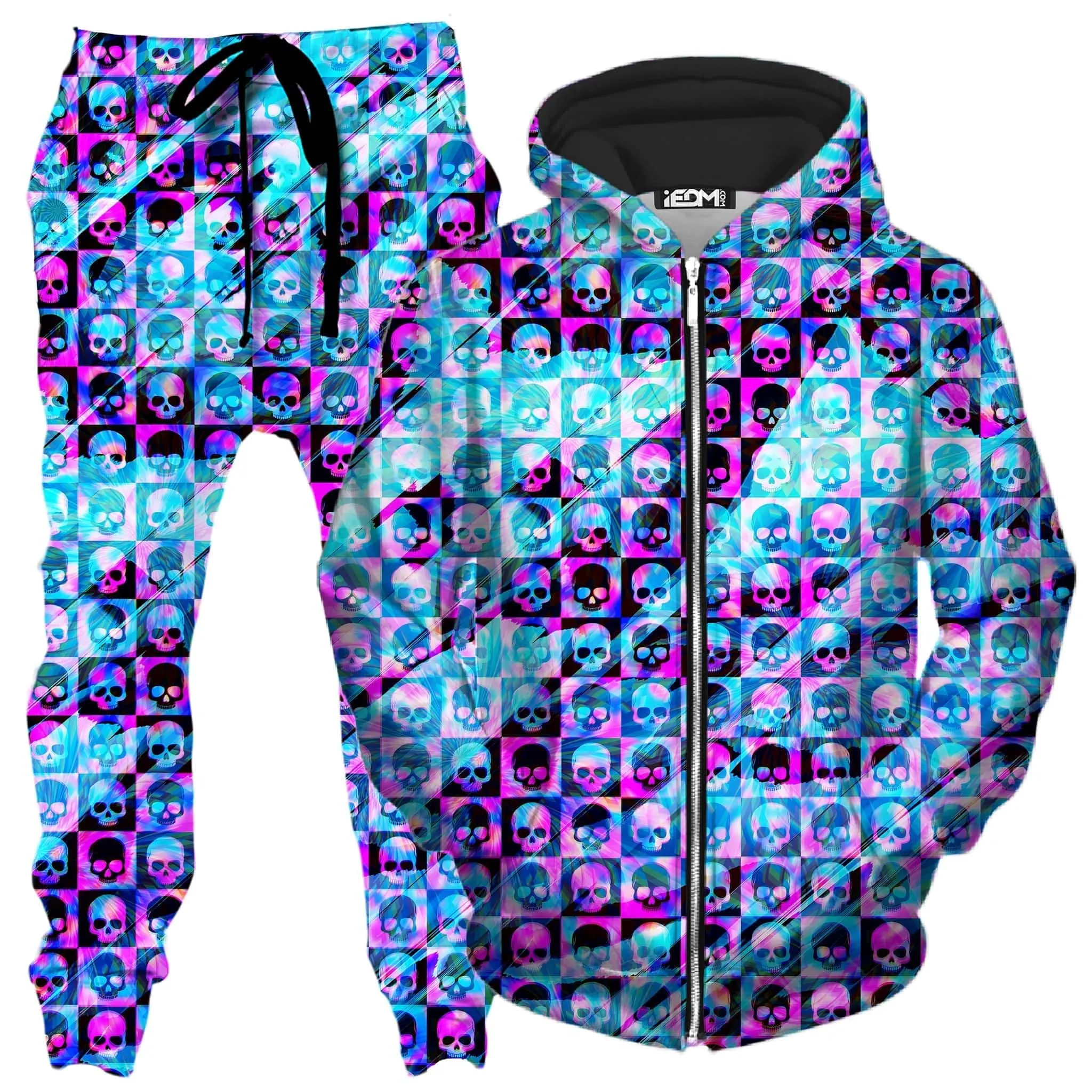 Skull Fam Blue Zip-Up Hoodie and Joggers Combo sold by iEDM
