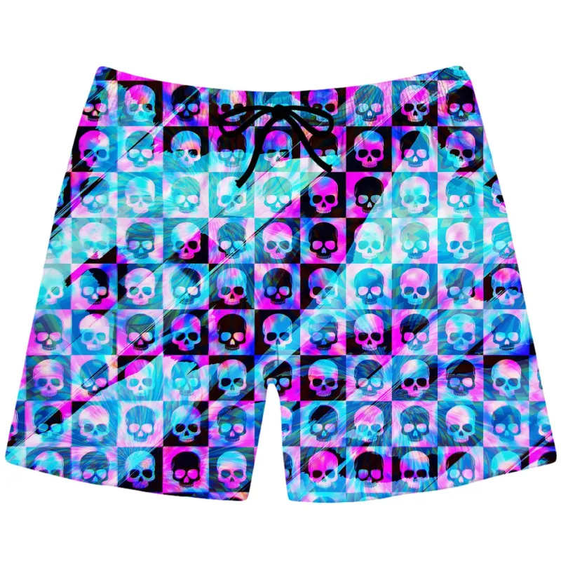 Skull Fam Blue Swim Trunks sold by iEDM