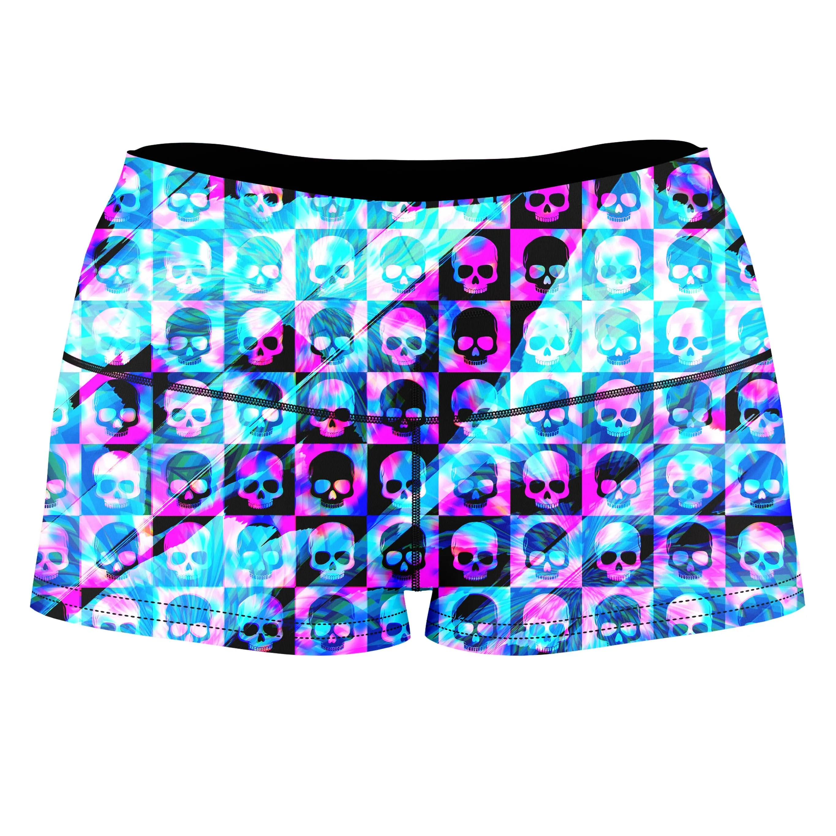 Skull Fam Blue High-Waisted Women's Shorts sold by iEDM