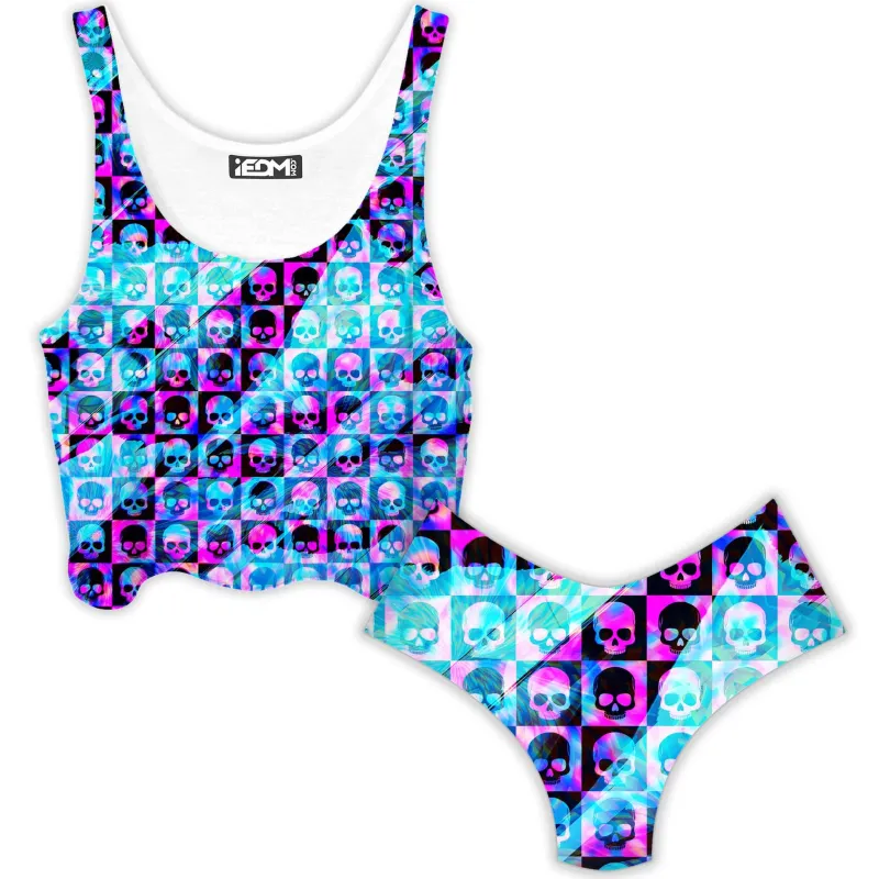 Skull Fam Blue Crop Top and Booty Shorts Combo sold by iEDM