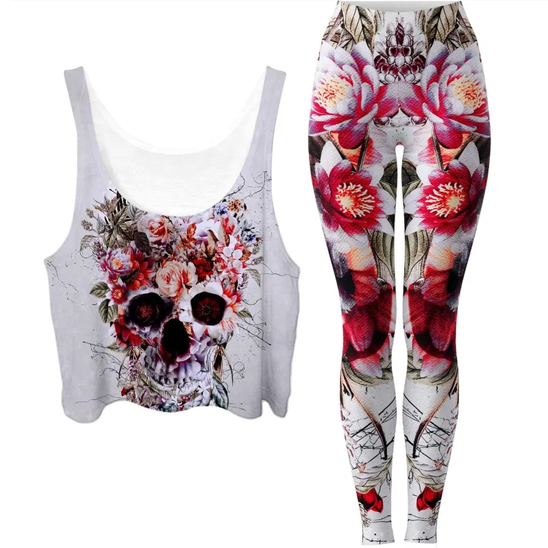 Floral Skull Crop Top and Leggings Combo sold by iEDM