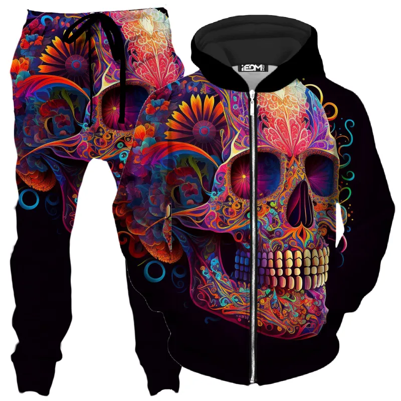 DOTD Skull Zip-Up Hoodie and Joggers Combo sold by iEDM