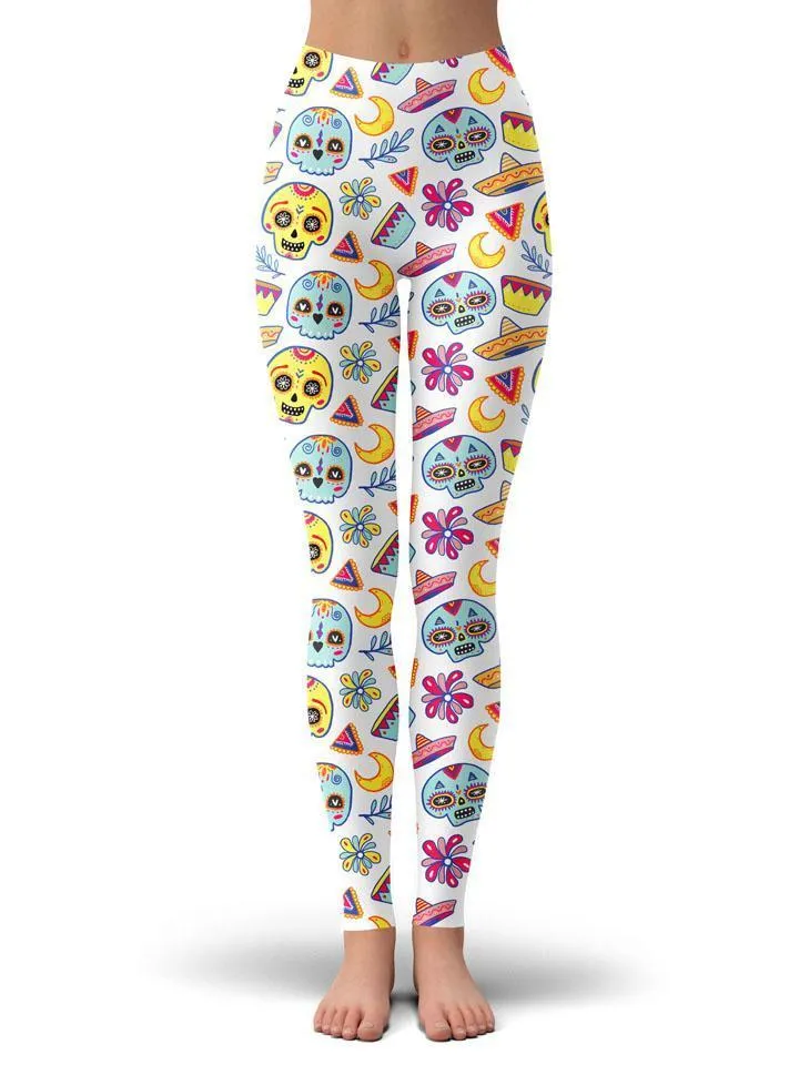 Dia Muertos White Leggings sold by iEDM