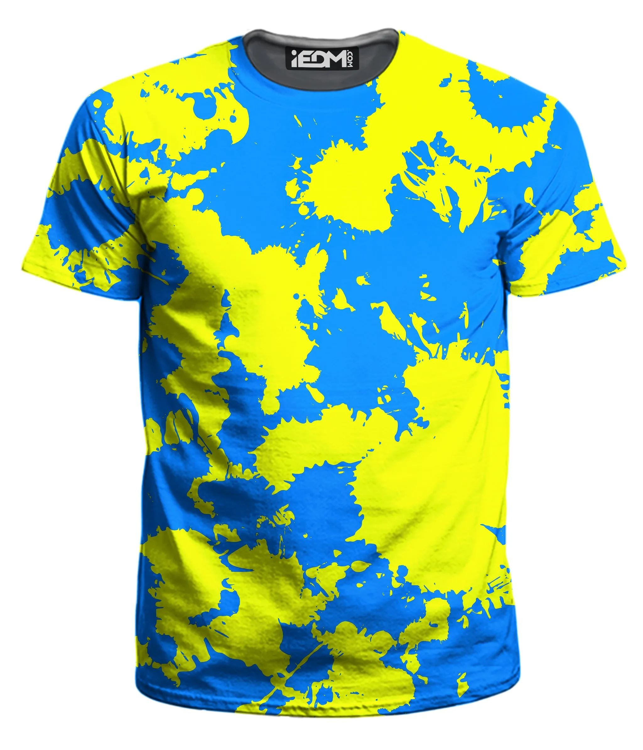 Yellow and Blue Paint Splatter Men's T-Shirt sold by iEDM