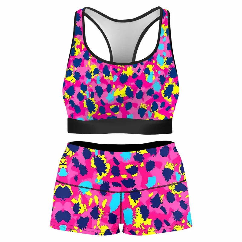 Pink Panther Rave Bra and High Waist Booty Shorts Combo sold by iEDM