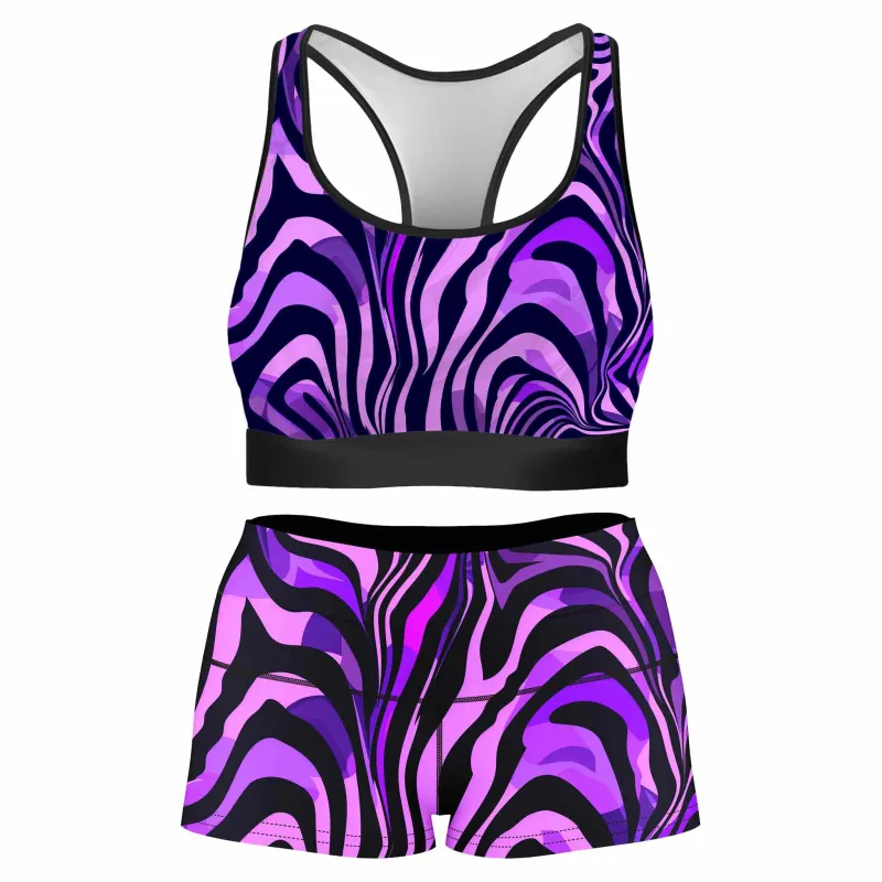 Noir Stripes Rave Bra and High Waist Booty Shorts Combo sold by iEDM