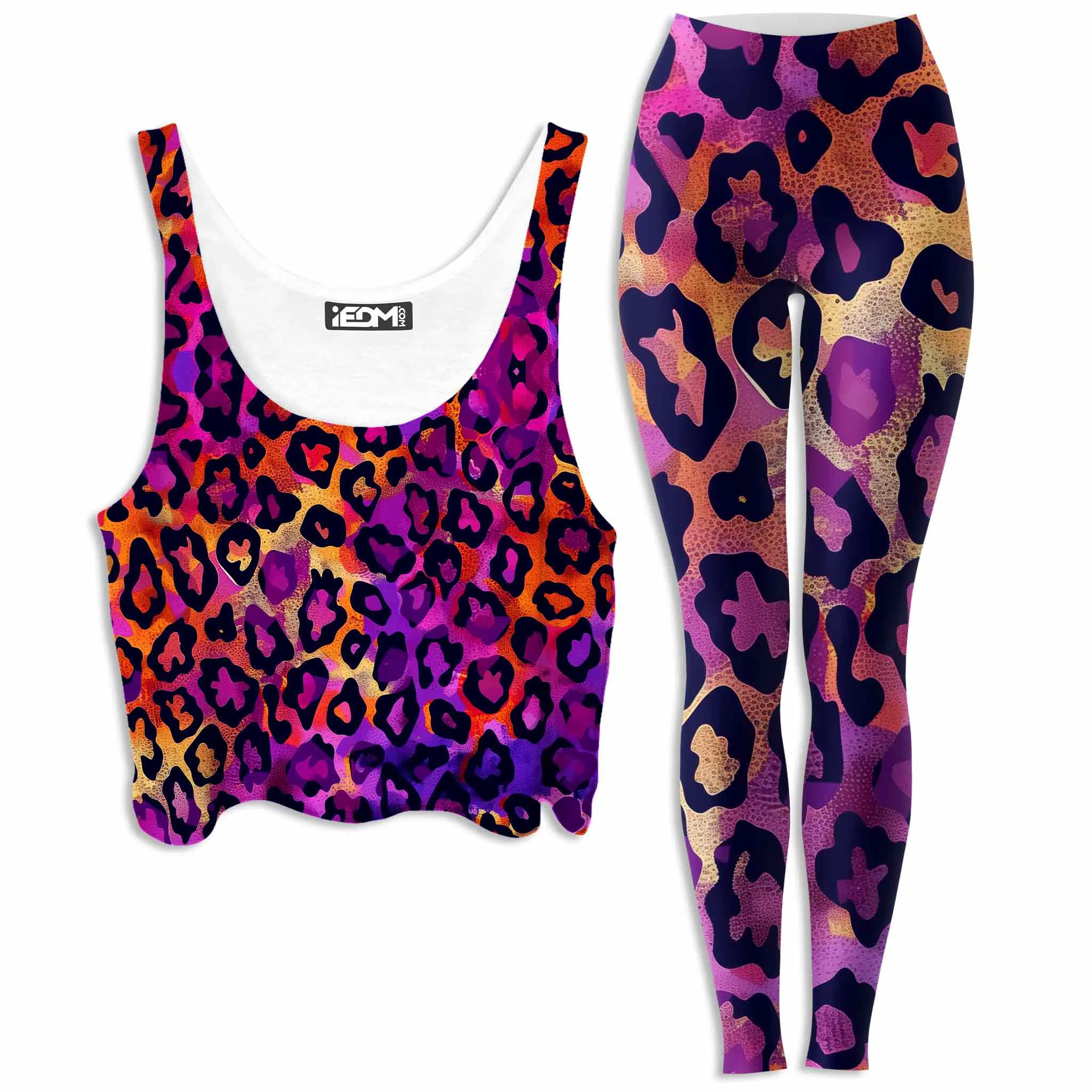 Neon Leopard Crop Top and Leggings Combo sold by iEDM