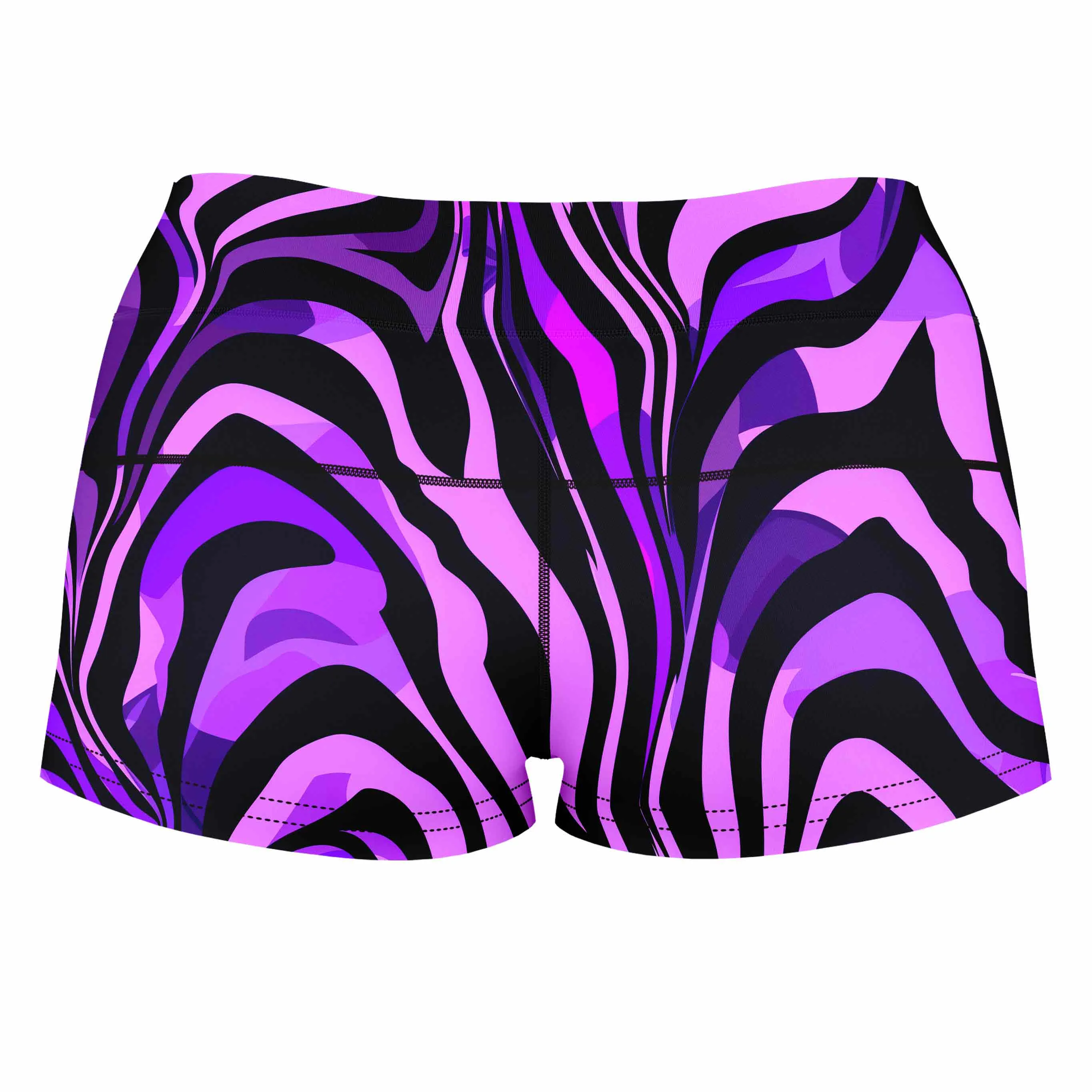 Noir Stripes High-Waisted Women's Shorts sold by iEDM product image thumbnail 2