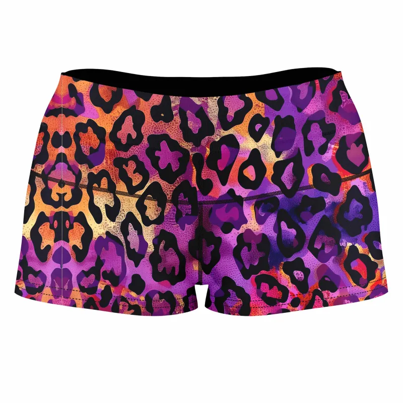 Neon Leopard High-Waisted Women's Shorts sold by iEDM