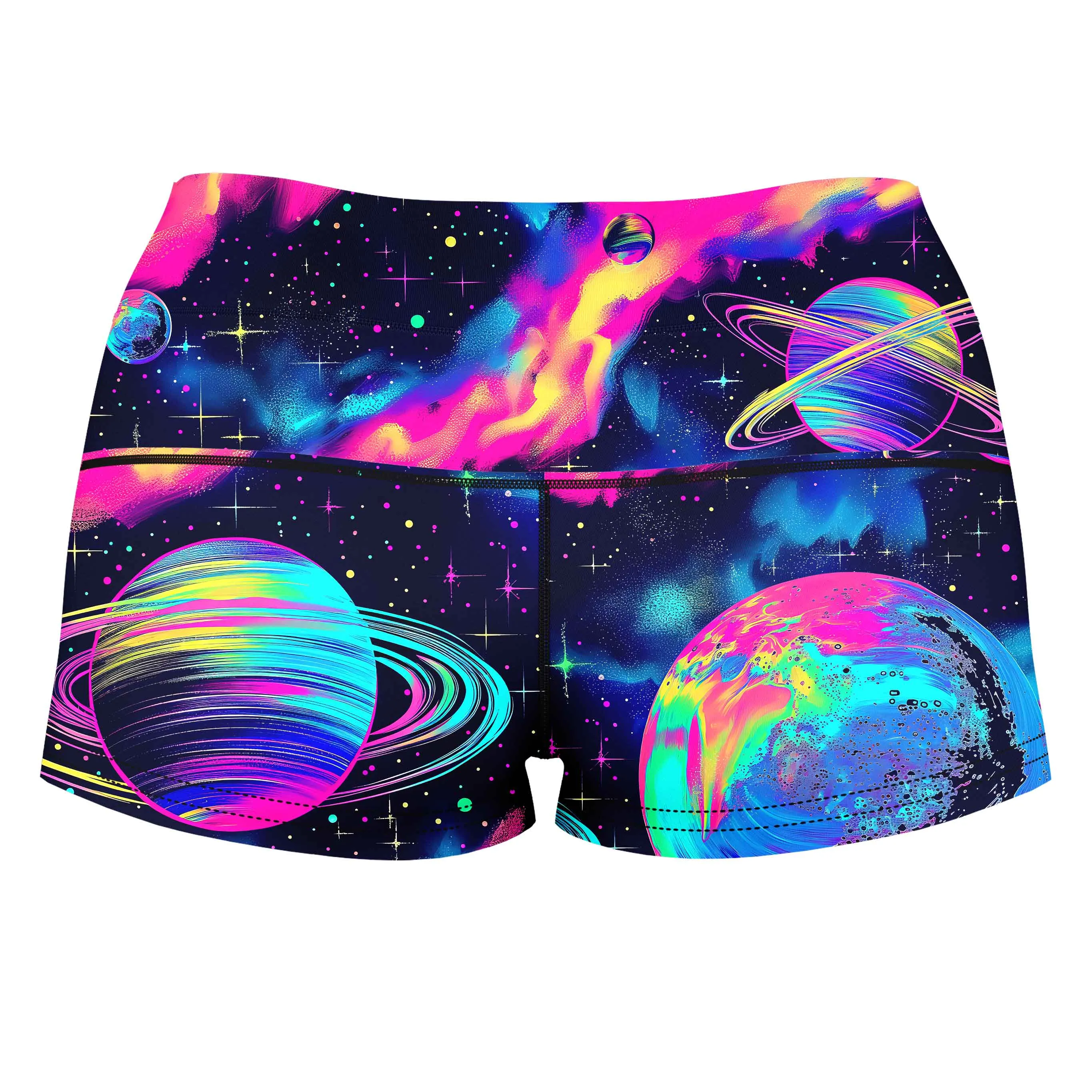 Planetary Hive Mind High-Waisted Women's Shorts sold by iEDM product image thumbnail 2
