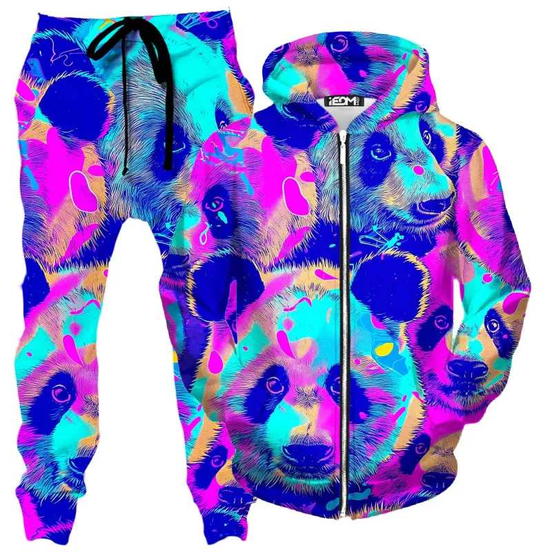 Panda Melt Zip-Up Hoodie and Joggers Combo sold by iEDM